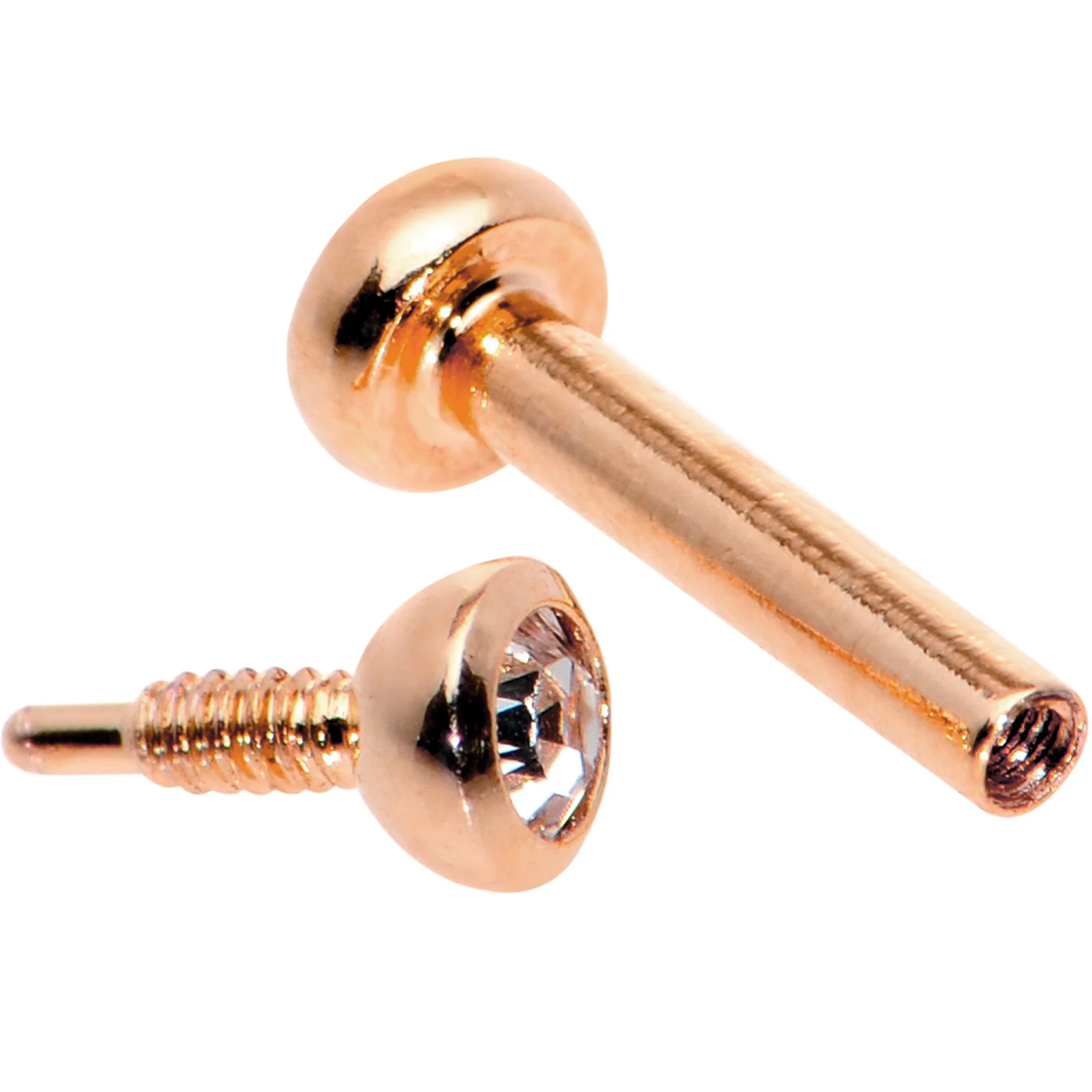 Clear 2mm Gem Rose Gold Tone Internally Threaded Cartilage Earring - Image 3