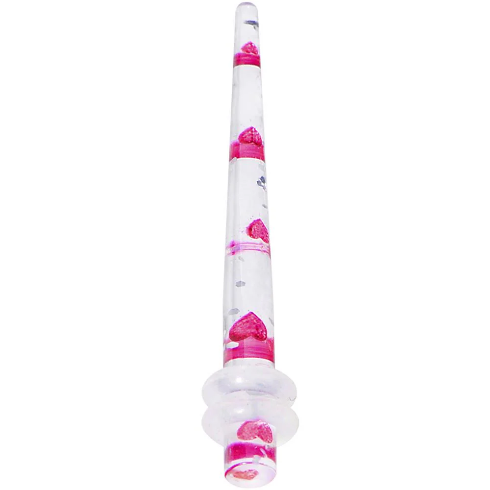 Clear Acrylic Glitter Pink Heart Confetti Taper 8G to 16mm - Image 5