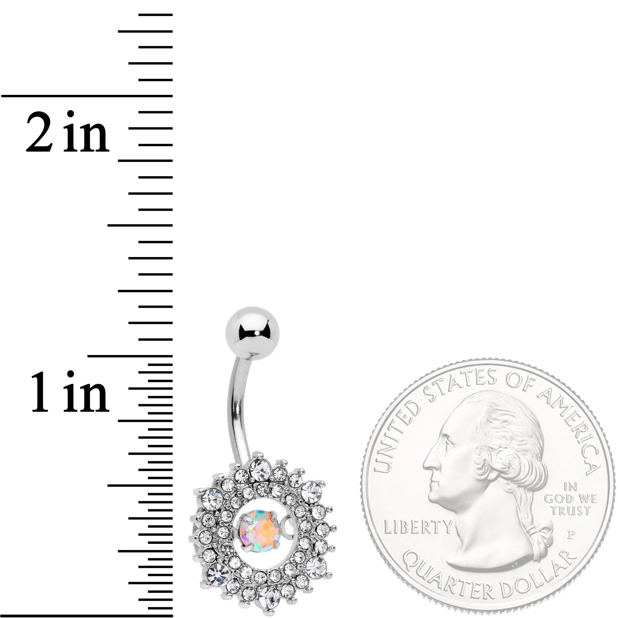 Clear Aurora Gem Pearlescent Purple Belly Ring Set of 3 - Image 5