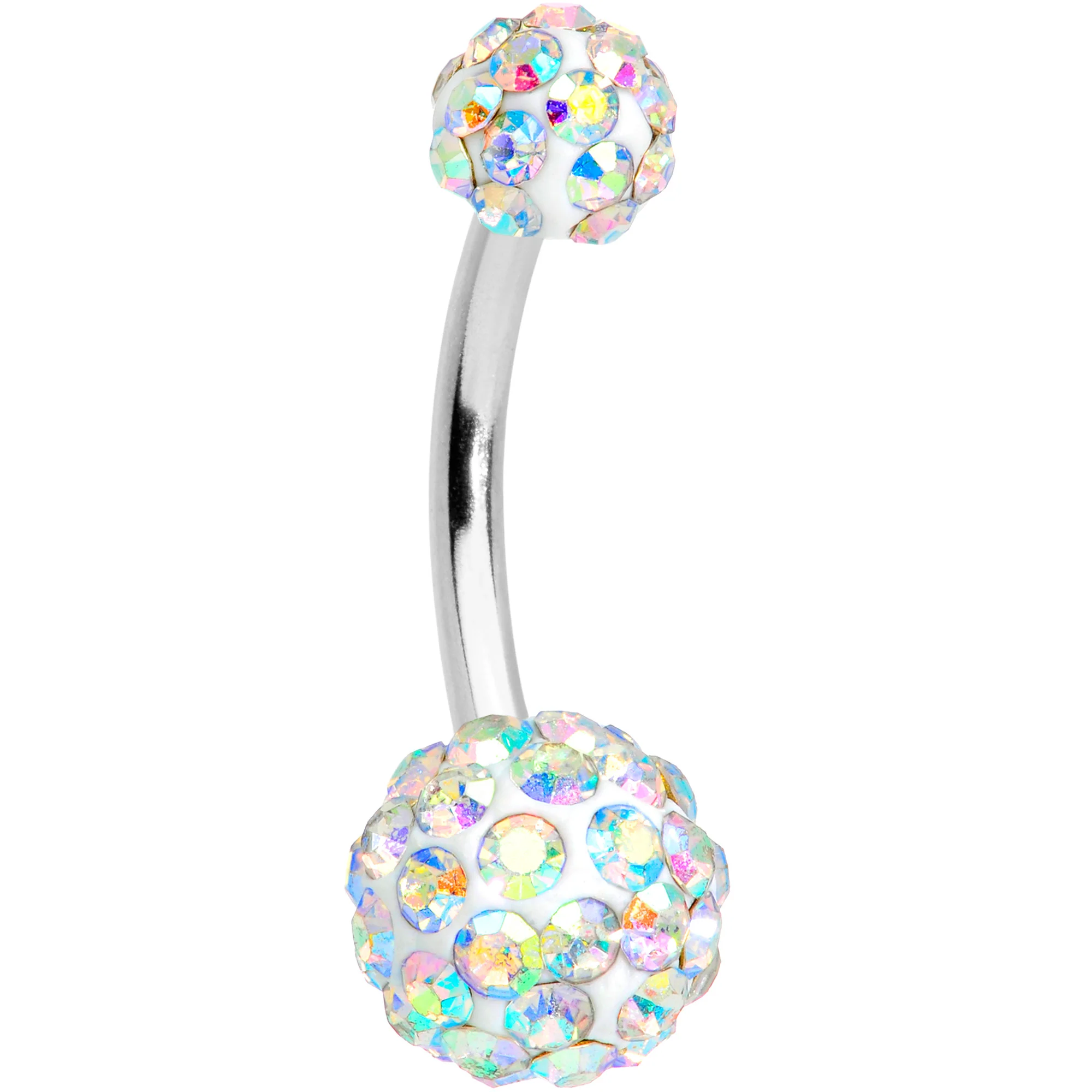 Clear Aurora Gem UV Glow Disco Belly Ring Set of 4 - Image 5