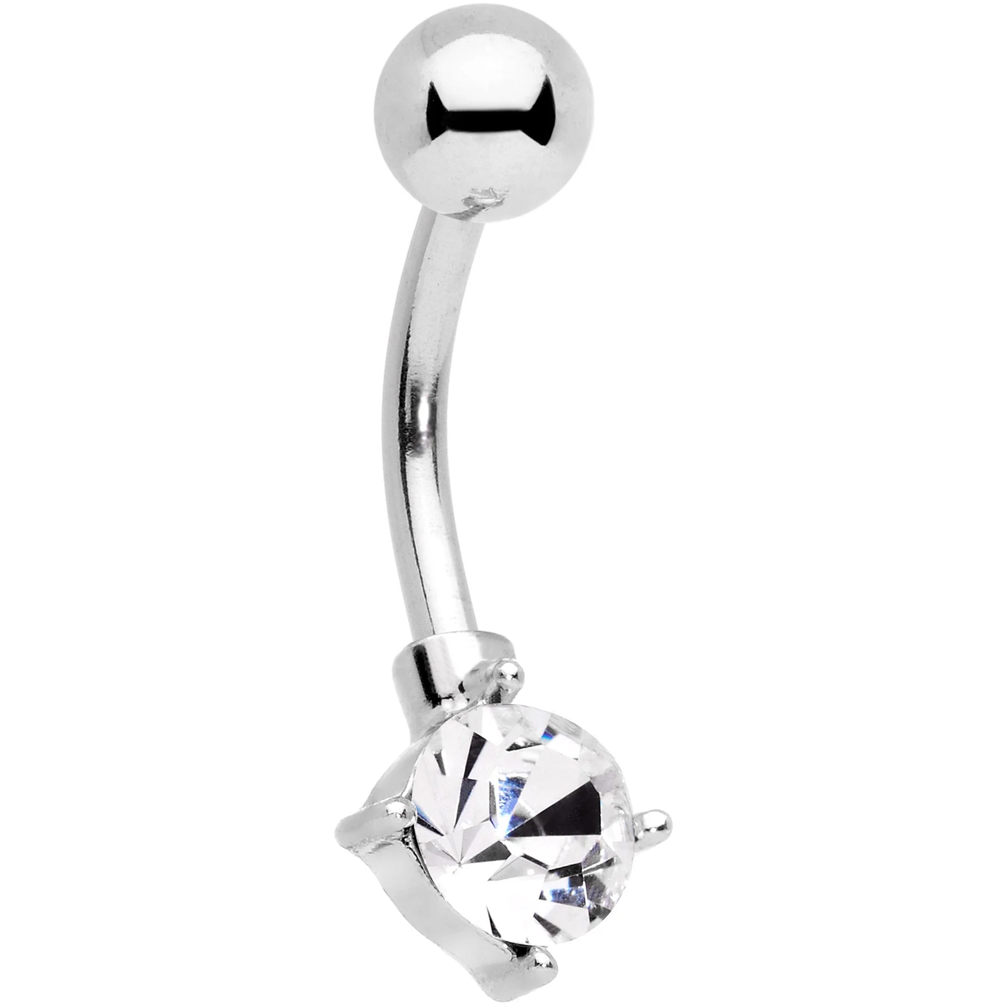 Clear Blue Aurora Gem Moon and Star Twisted Belly Ring Set of 3 - Image 3