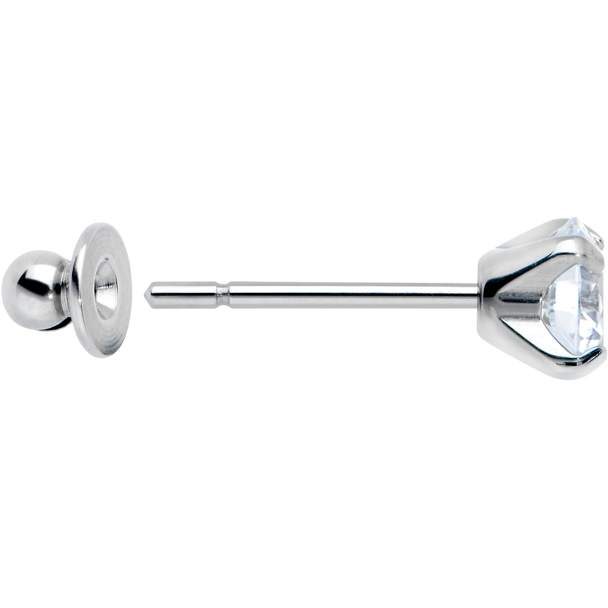 Clear CZ Gem 5mm G23 Titanium Post Stud Earrings - Image 3