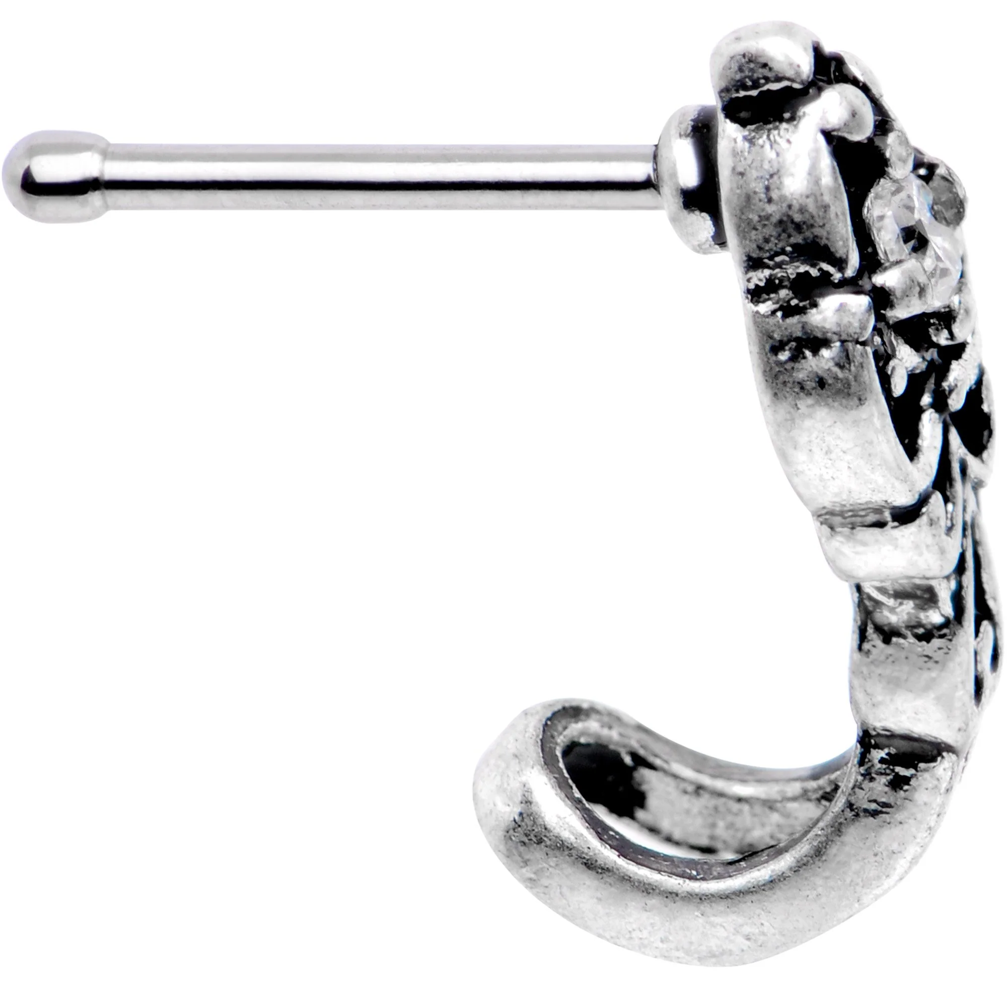 Clear CZ Gem Art Deco Fashion Faux Hoop Nose Bone - Image 2