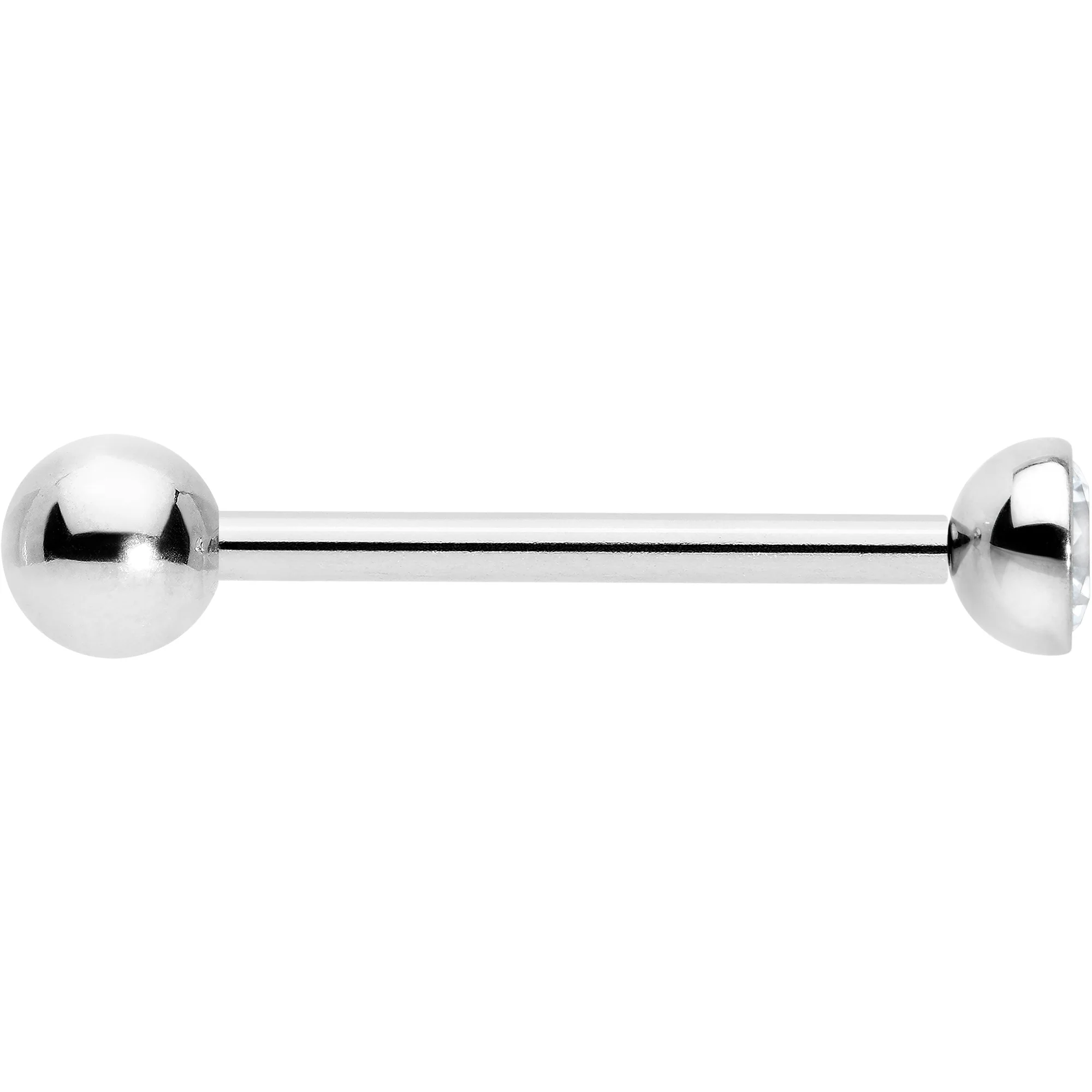 Clear CZ Gem ASTM F-136 Implant Grade Titanium Threadless Barbell Tongue Ring - Image 3