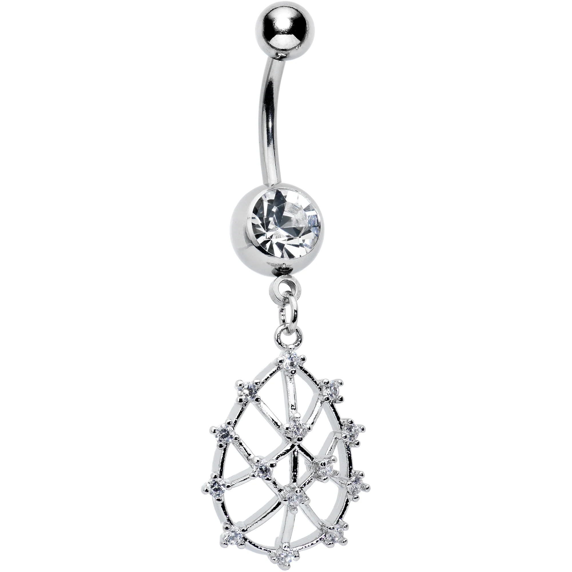 Clear CZ Gem Constellation Dangle Belly Ring
