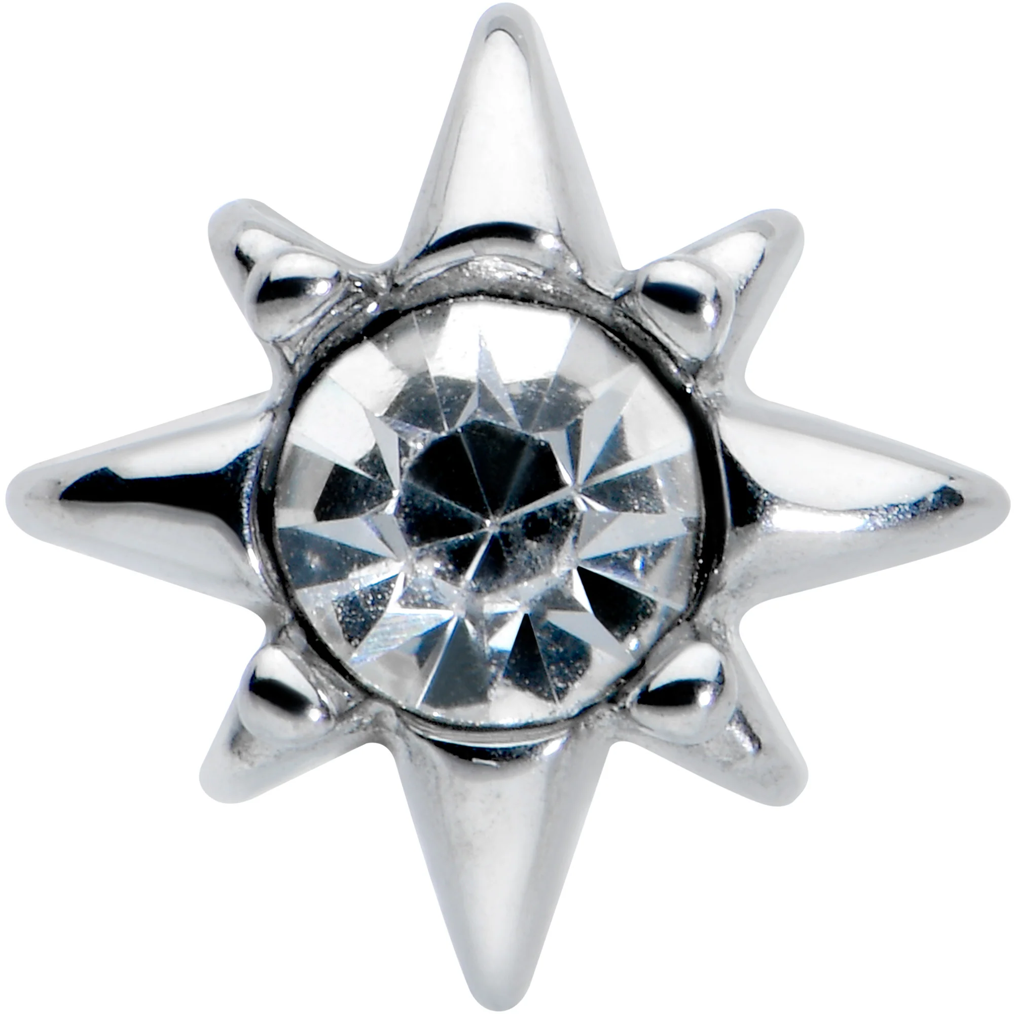 Clear CZ Gem Evening Star Barbell Tongue Ring - Image 2