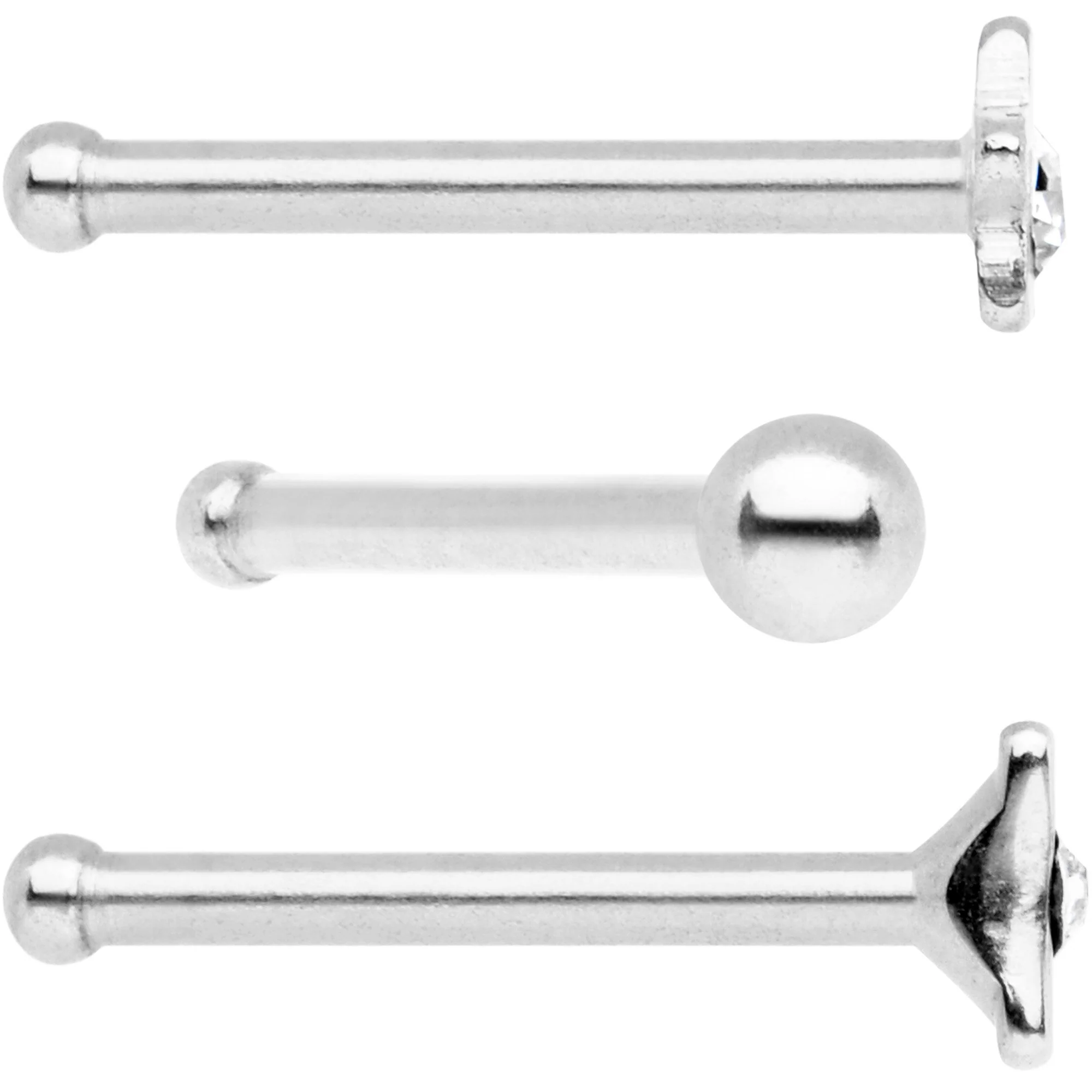 Clear CZ Gem Night Sky Nose Bone 3 Pack Set - Image 2