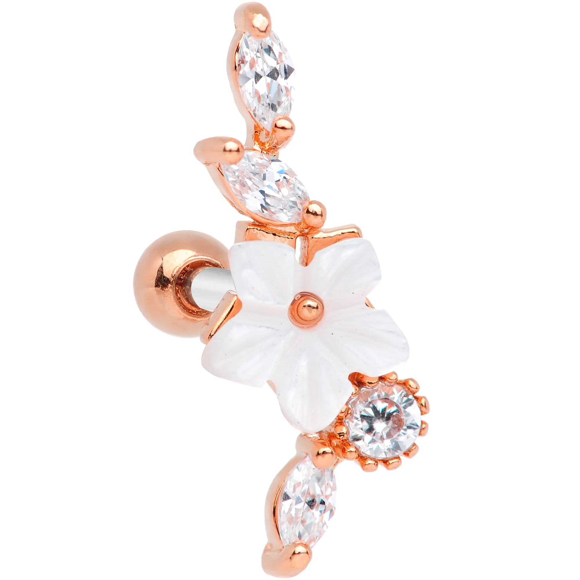 Clear CZ Gem Rose Gold Tone Snowflake Cascade Cartilage Tragus Earring - Image 2