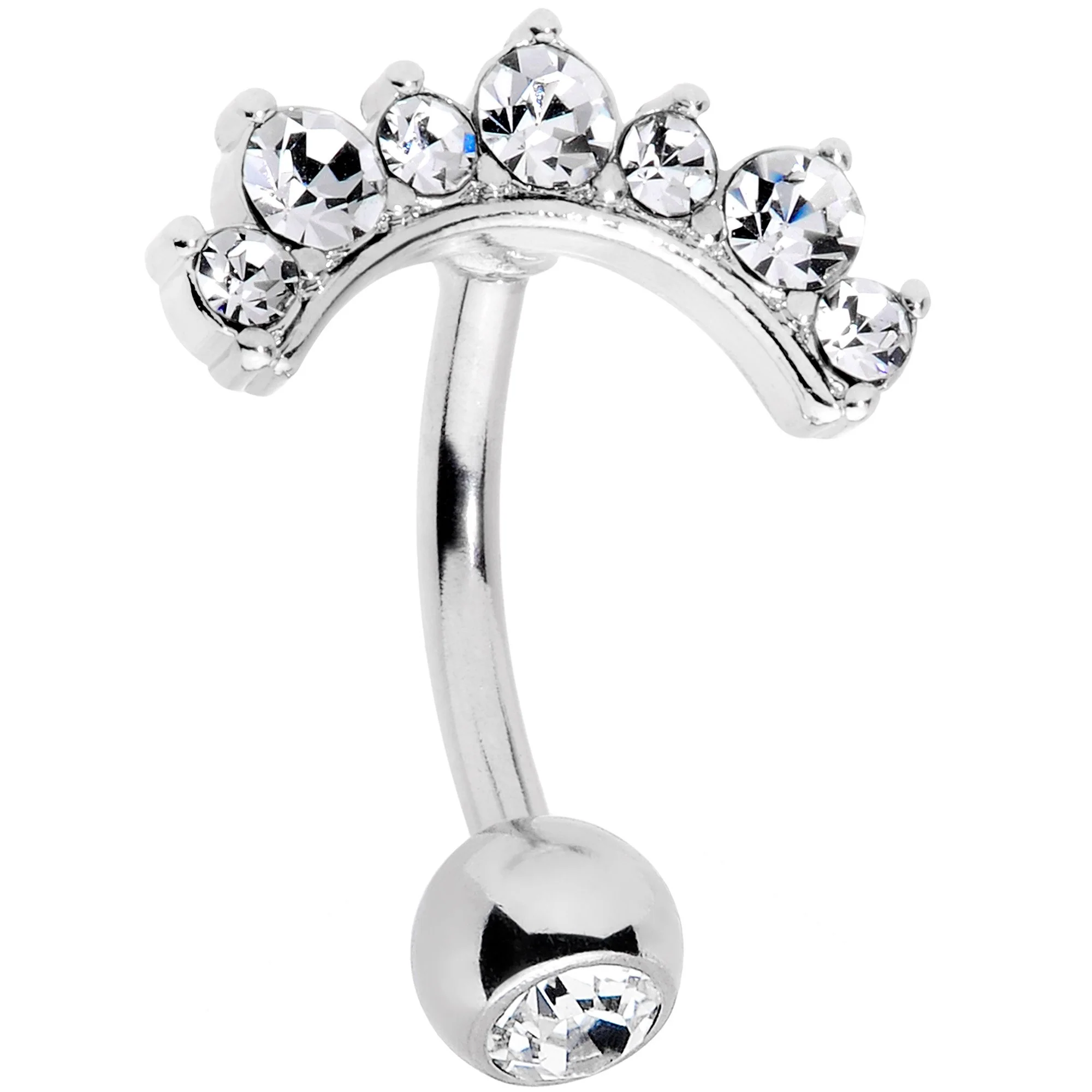 Clear CZ Gem Wave Of Glamour Belly Ring - Image 2