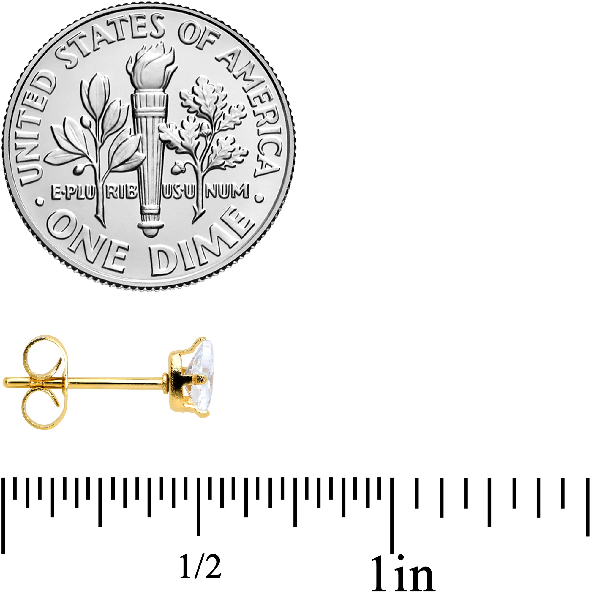 CZ Teardrop Clear Gold Tone Stainless Steel Stud Earrings 3mm to 7mm - Image 5