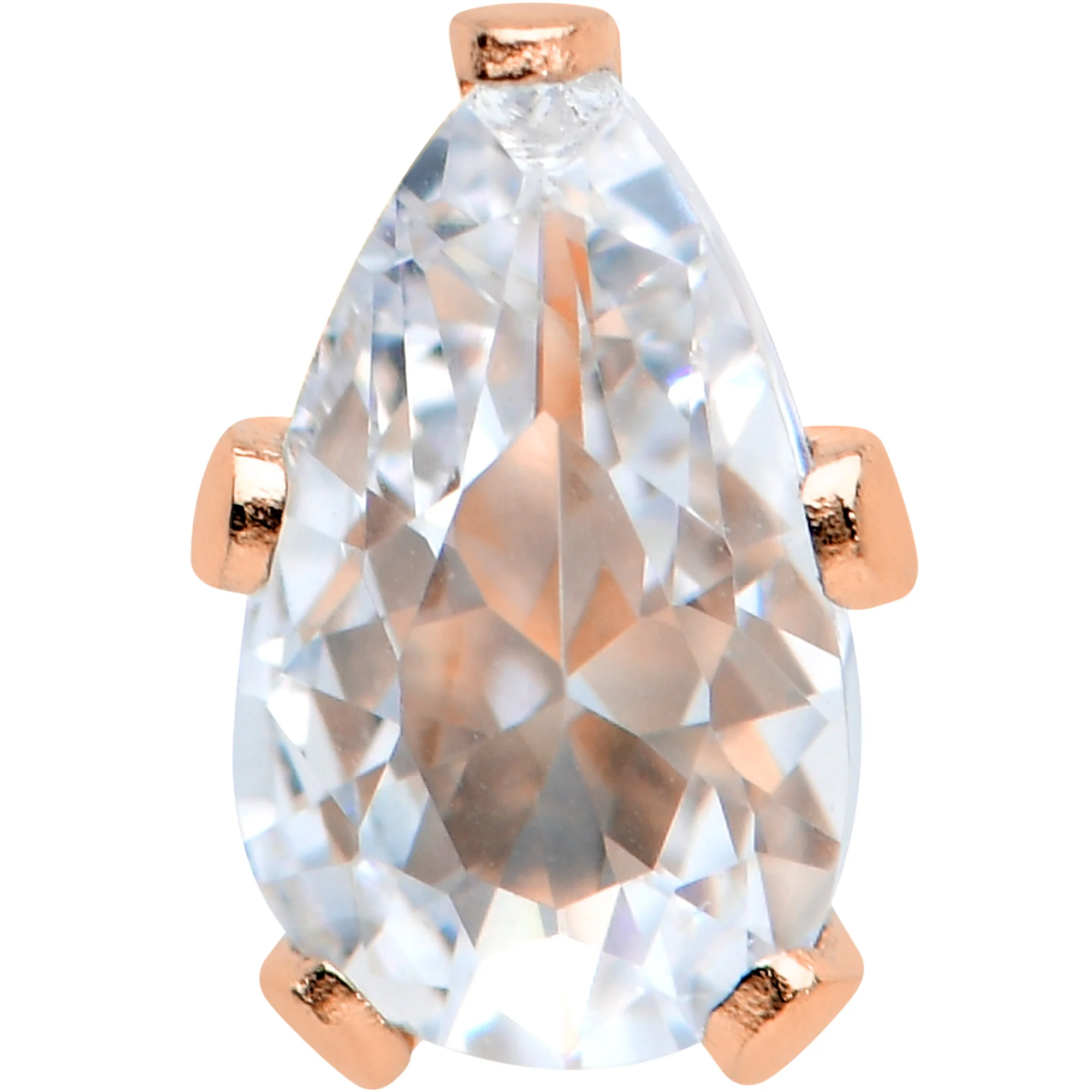 CZ Teardrop Clear Rose Gold Tone Stainless Steel Stud Earrings 3mm to 7mm - Image 3