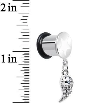 Clear Gem Angel Wing and White Star Single Flare Dangle Plug Sizes 5mm to 14mm - Image 3
