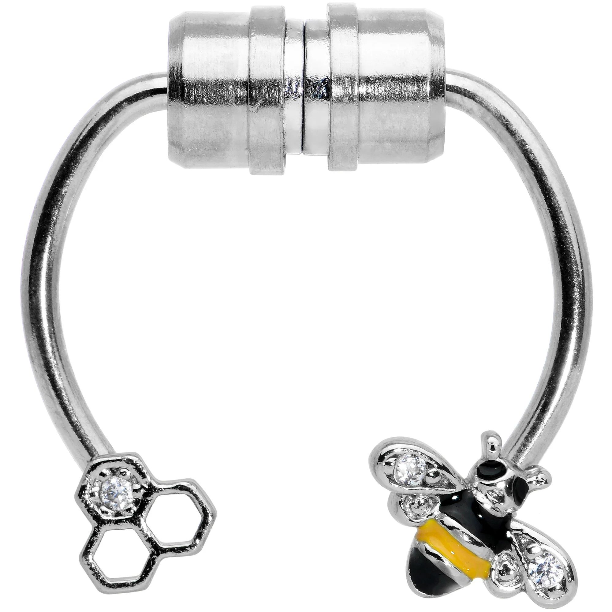 Clear Gem Bee Hive Non Pierced Magnetic Clip On Fake Septum Ring - Image 2