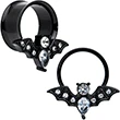 Clear Gem Black Bat Halloween Double Flare Tunnel Plug Set - Image 11
