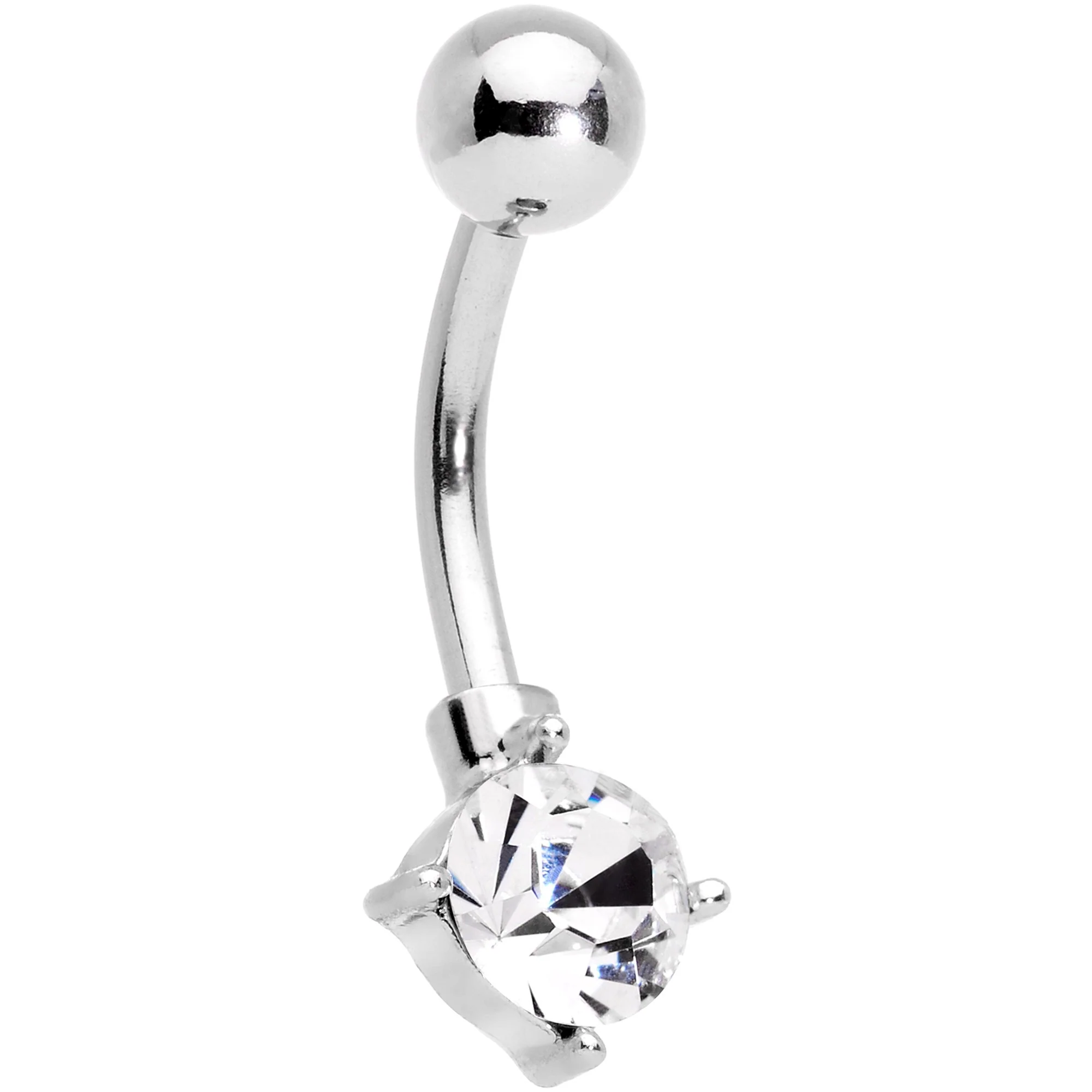 Clear Gem Blue Faux Druzy Rose Gold Tone Peaceful Moon Belly Ring Set - Image 4