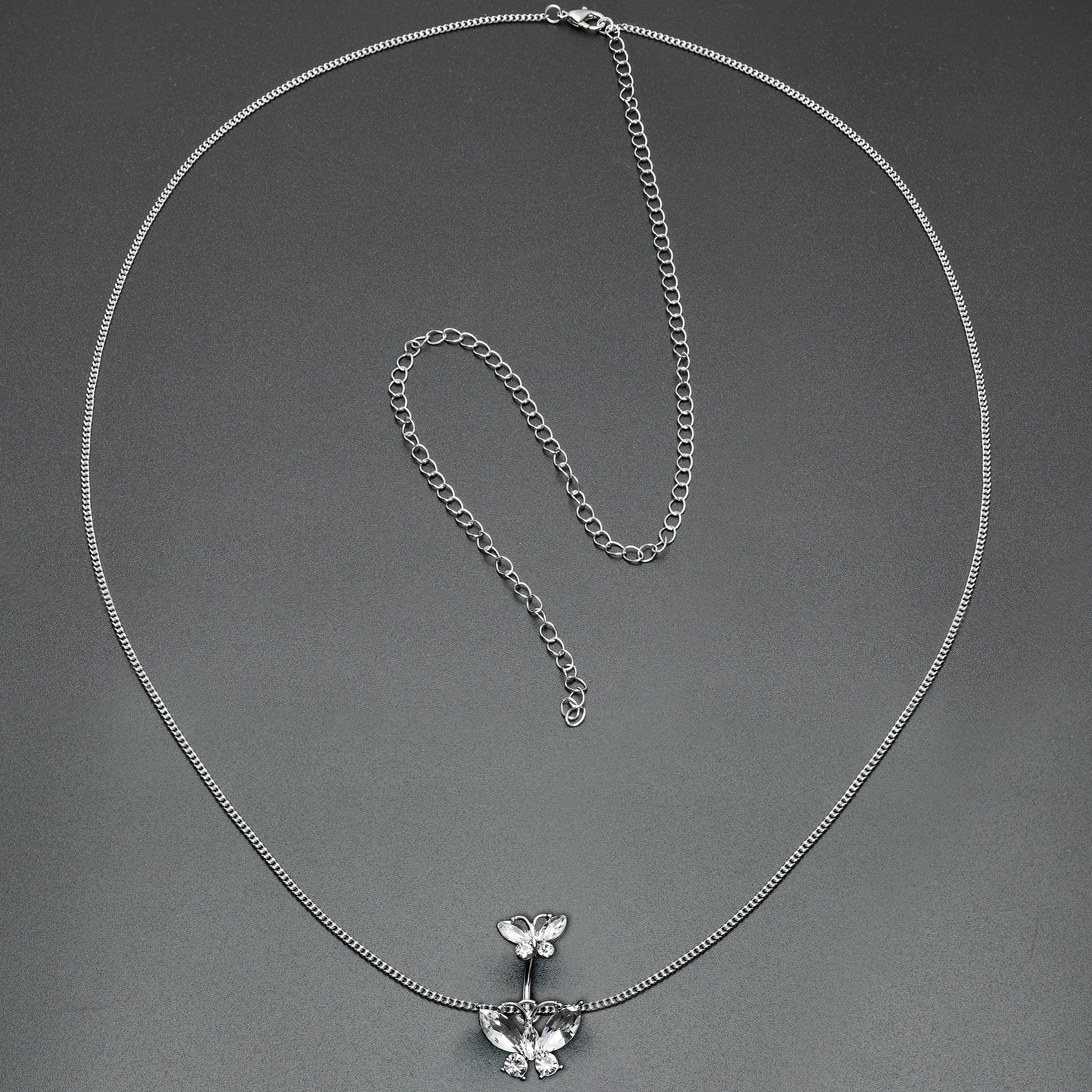 Clear Gem Butterfly Beauties Double Mount Belly Ring Belly Chain - Image 6