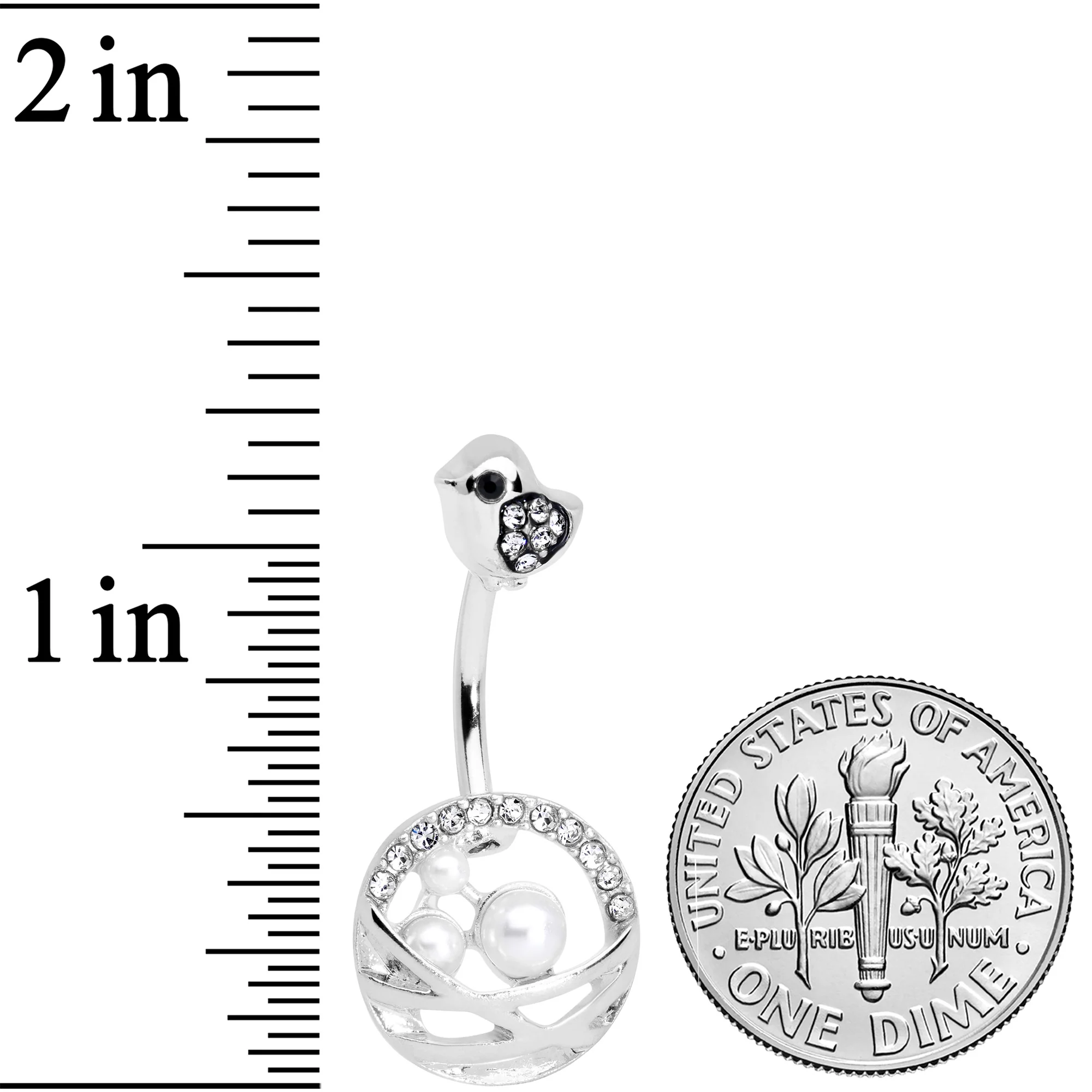 Clear Gem Chick Basket of Eggs Belly Ring - Image 2