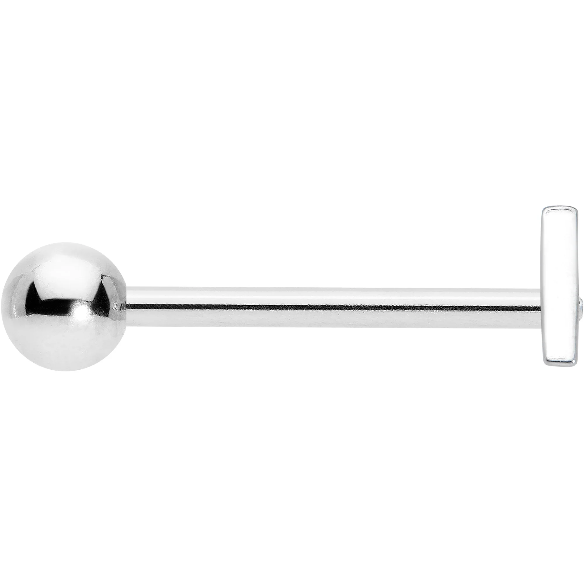 Clear Gem Double Triangle Barbell Tongue Ring - Image 3