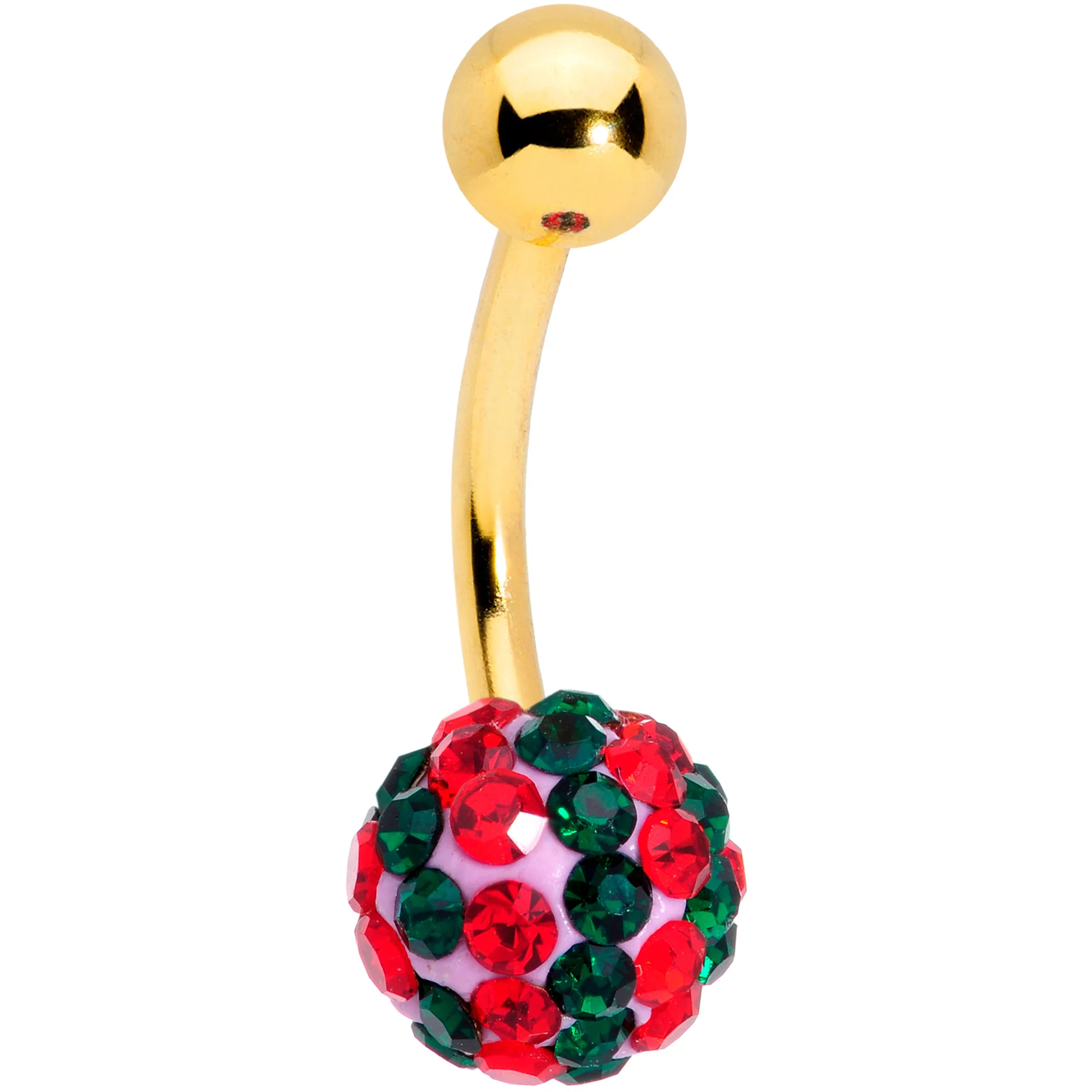Clear Gem Gold Tone Tree Stocking Christmas Dangle Belly Ring Set of 3 - Image 3