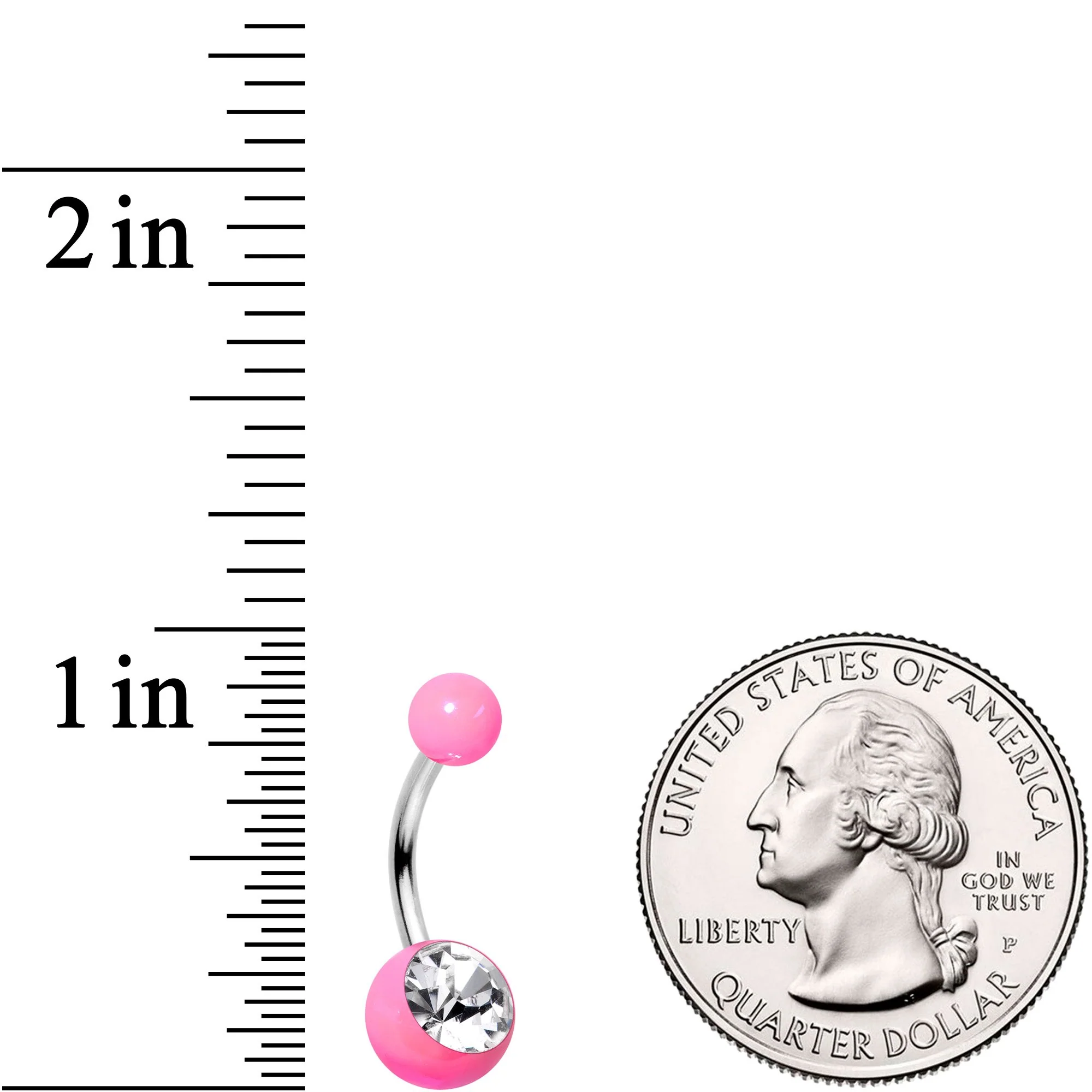 Clear Gem Hot Pink Pearlescent Acrylic Belly Ring - Image 3