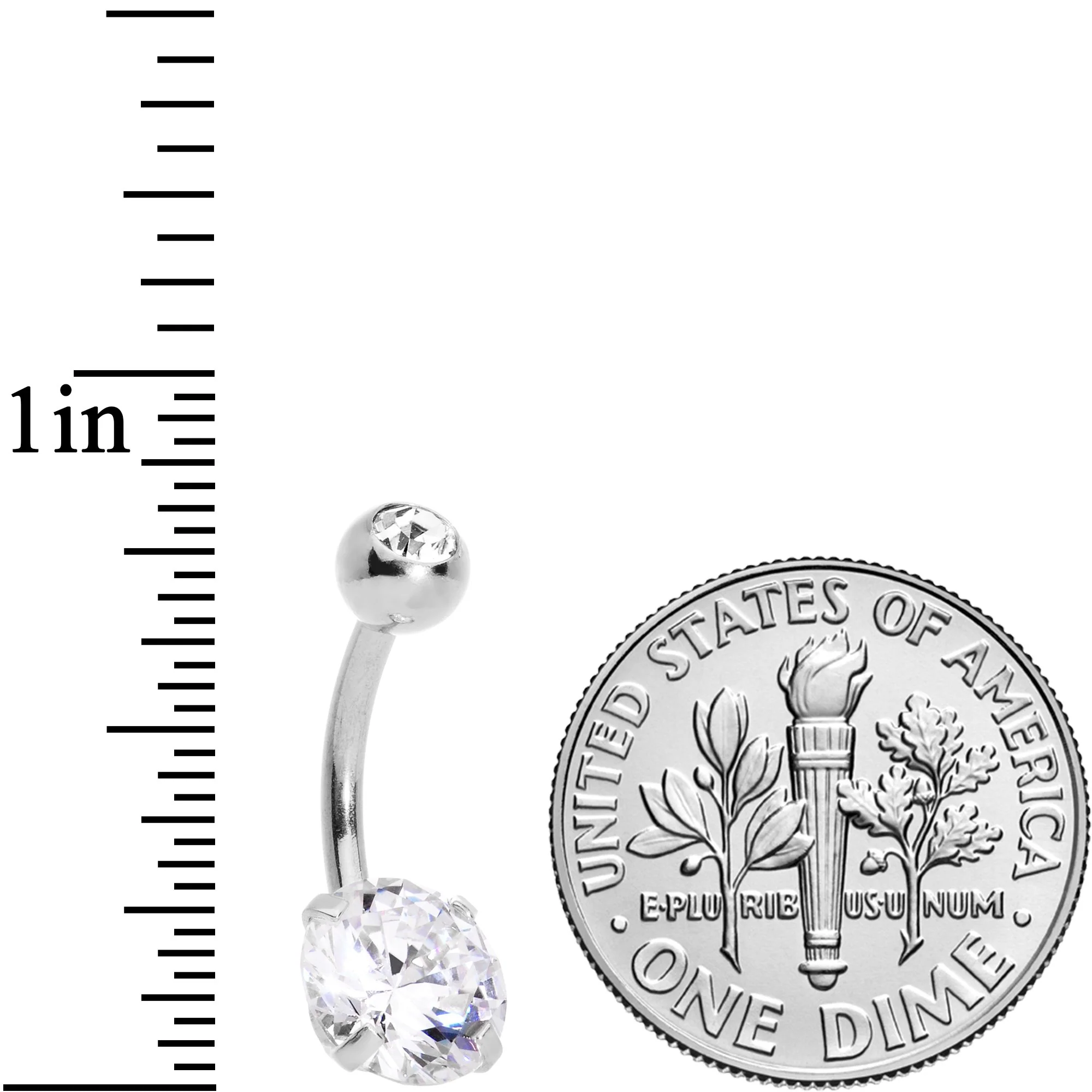 Clear Gem Large and Small Gem Belly Ring - Image 3