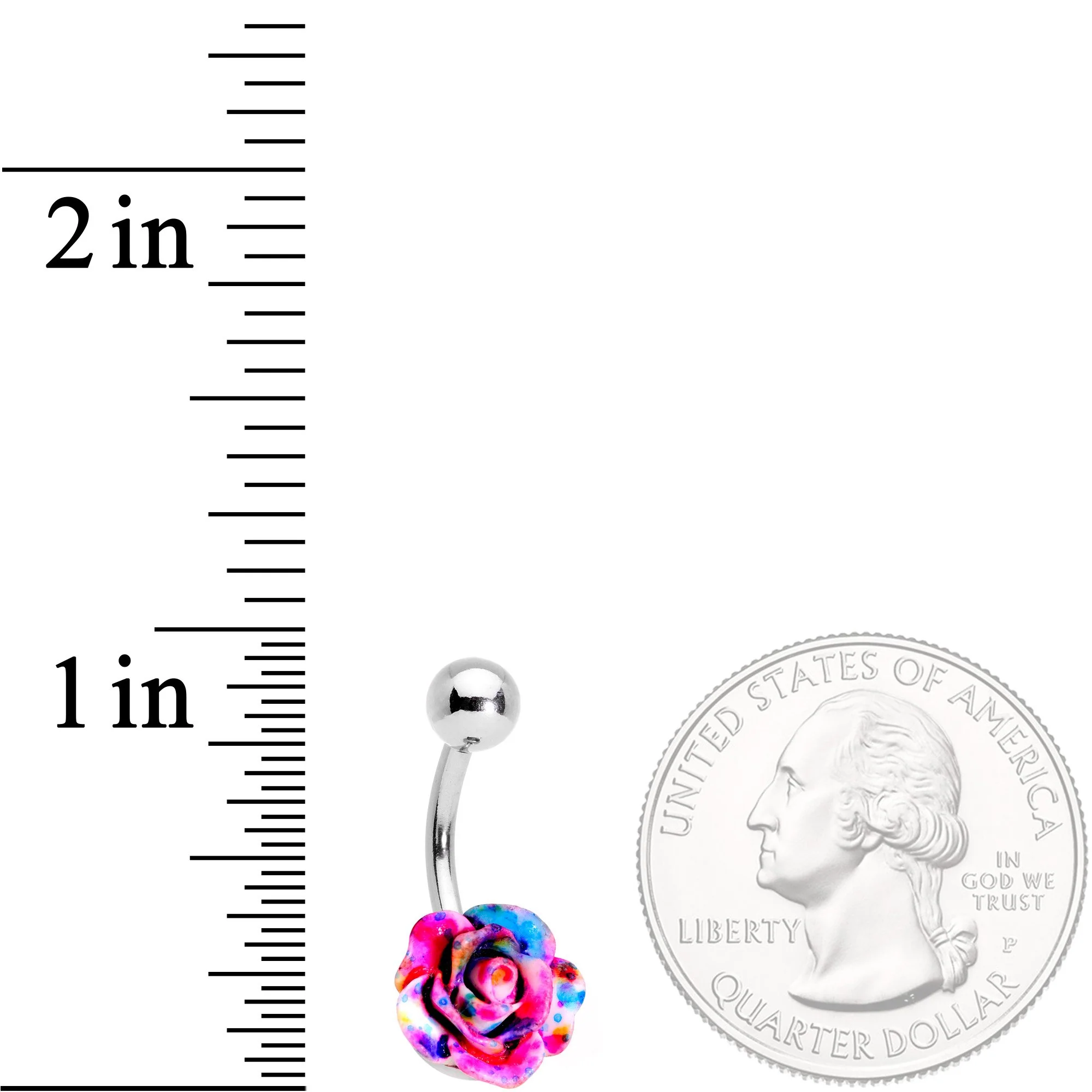 Clear Gem Multicolor Three Dimensional Flower Belly Ring Set of 3 - Image 5