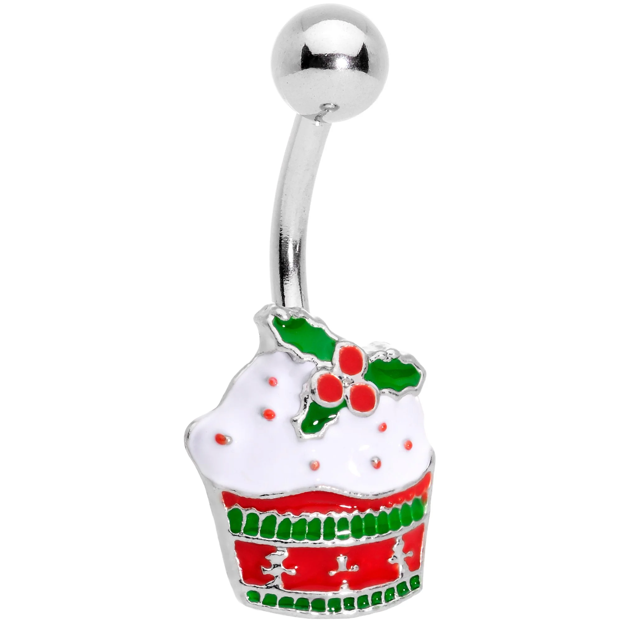 Clear Gem Red Holiday Cupcake Belly Ring Set of 4 - Image 2