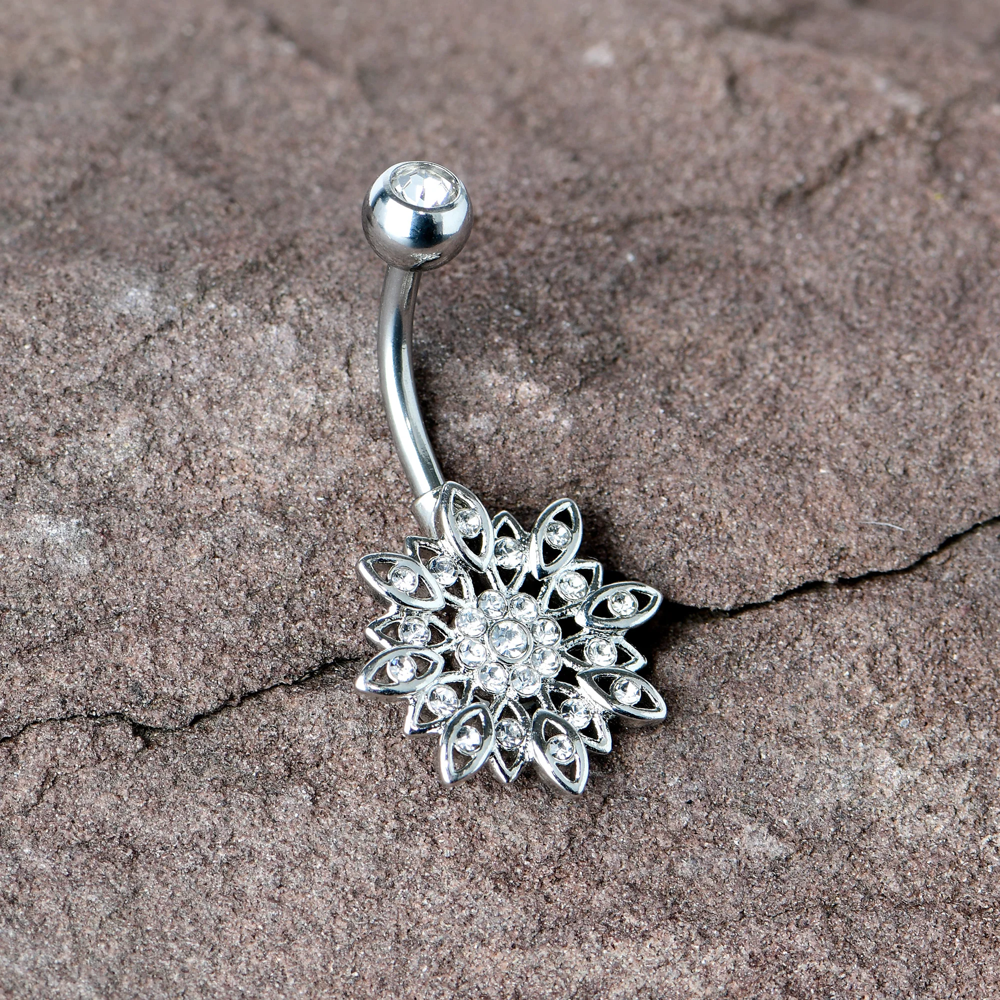 Clear Gem Rococo Starry Flower Baroque Belly Ring - Image 7