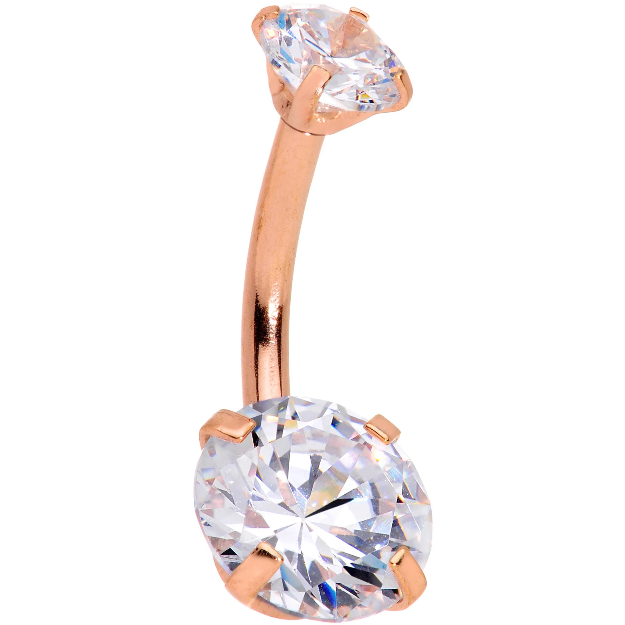 Clear Gem Rose Gold Hue Round Rhombus Heart Star Belly Ring Set of 4 - Image 3