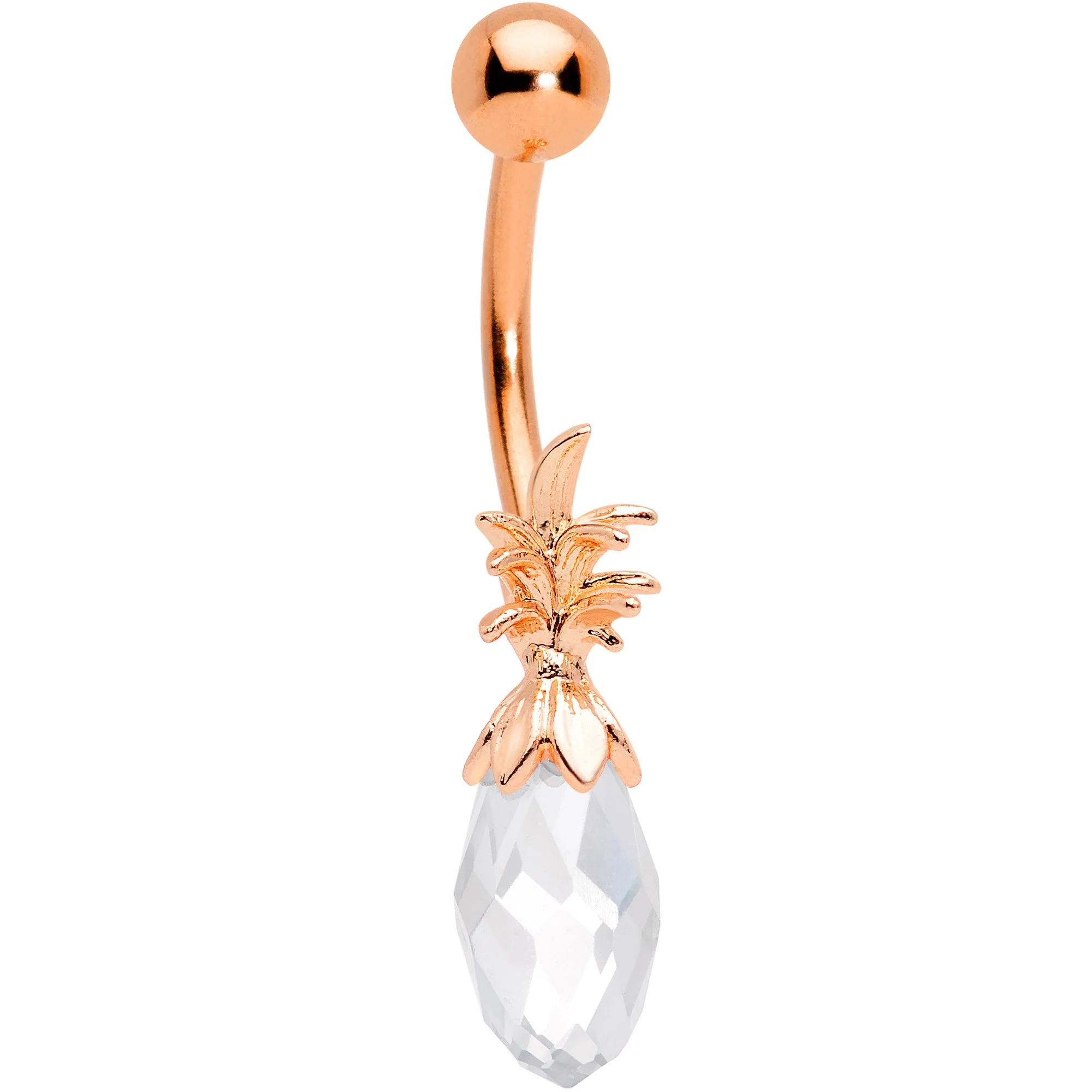 Clear Gem Rose Gold Tone Pineapple Belly Ring Set of 4  Bonus Pack - Image 5
