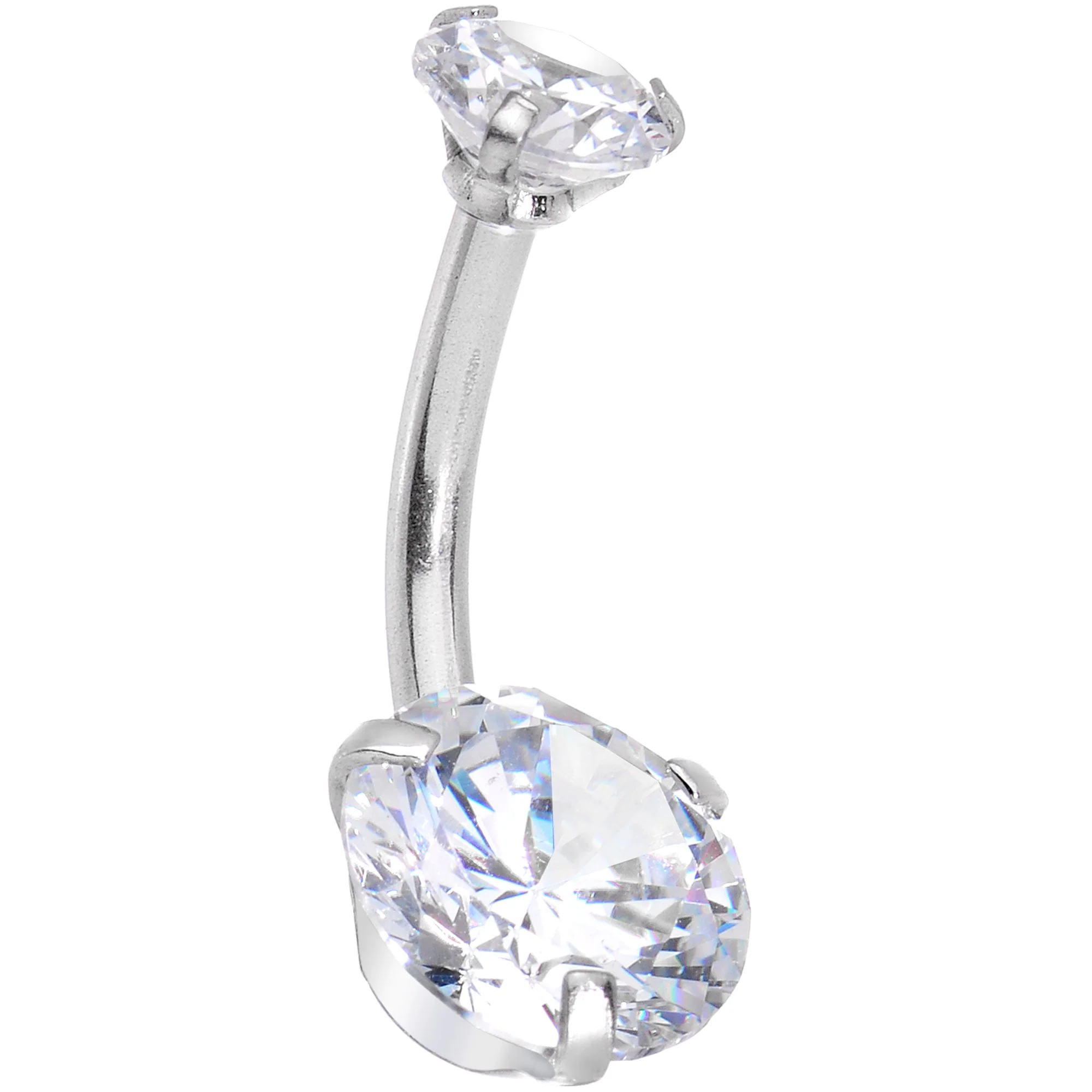 Clear Gem Sparkle Butterfly Dangle Belly Ring - Image 2