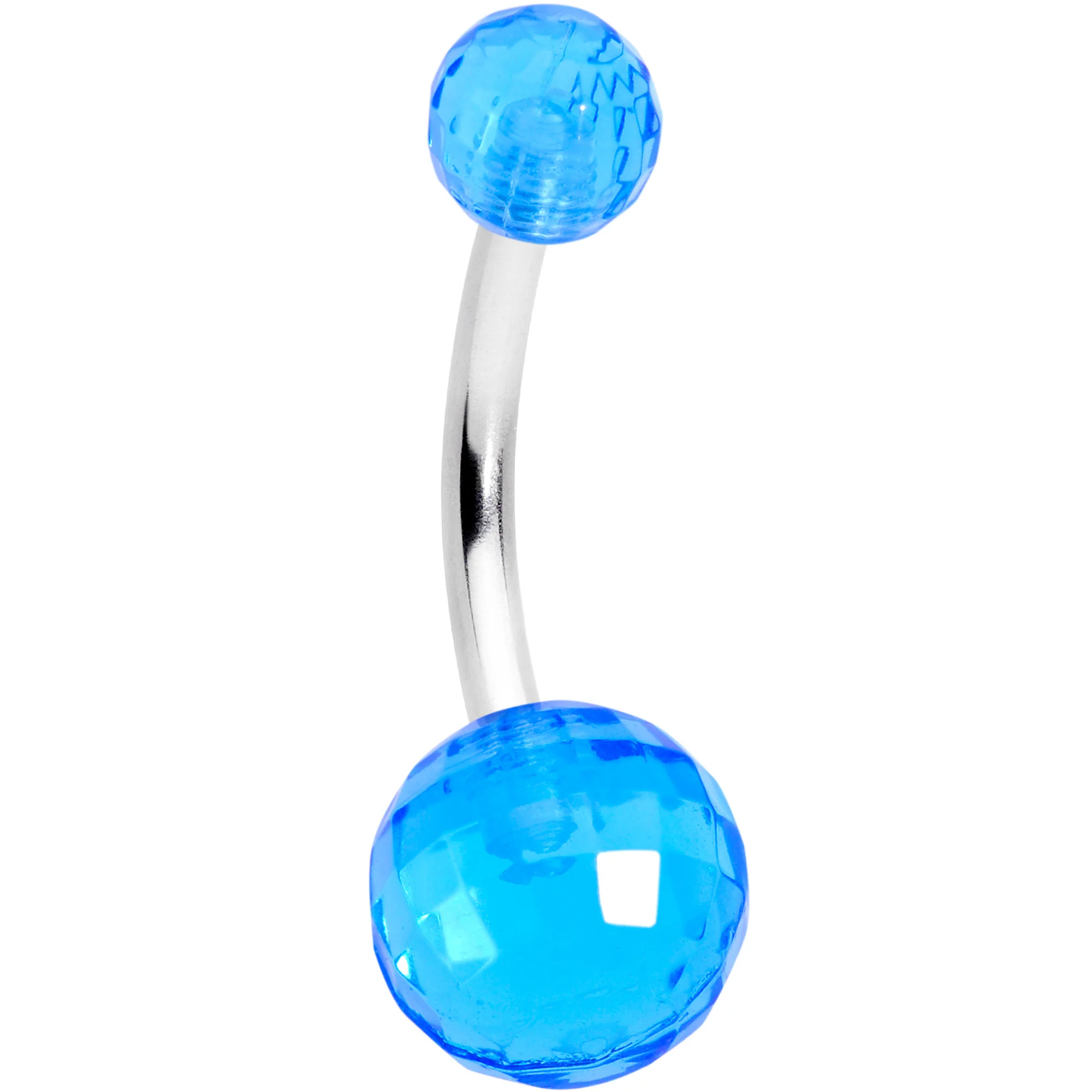 Clear Gem Star Moon Dangle Twister Blue Belly Ring Set of 3 - Image 2