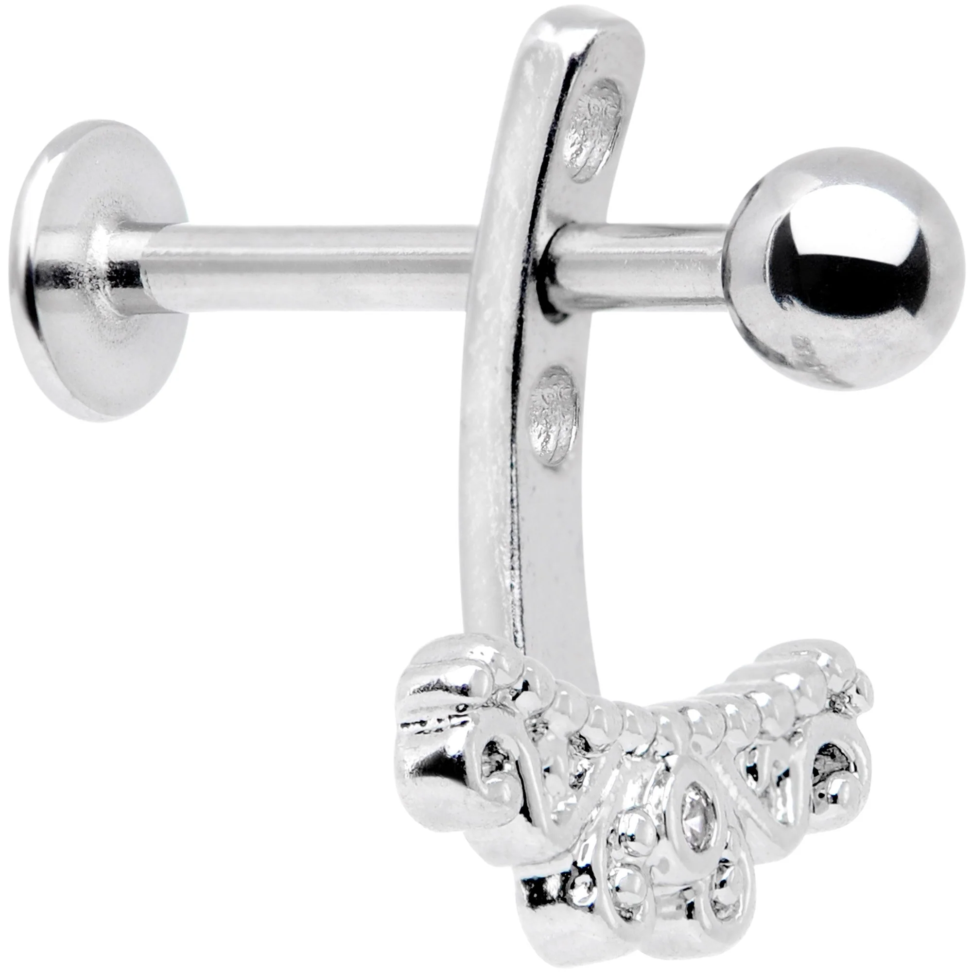 Clear Gem Victorian Swirl Dangle Cartilage Tragus Helix Piercing - Image 2
