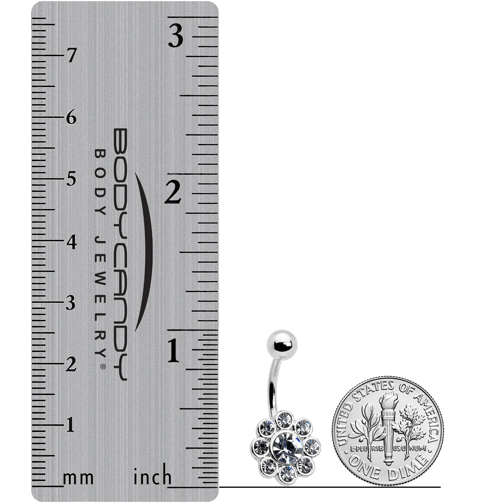 Clear Gem Whimsy Flower Belly Ring - Image 4