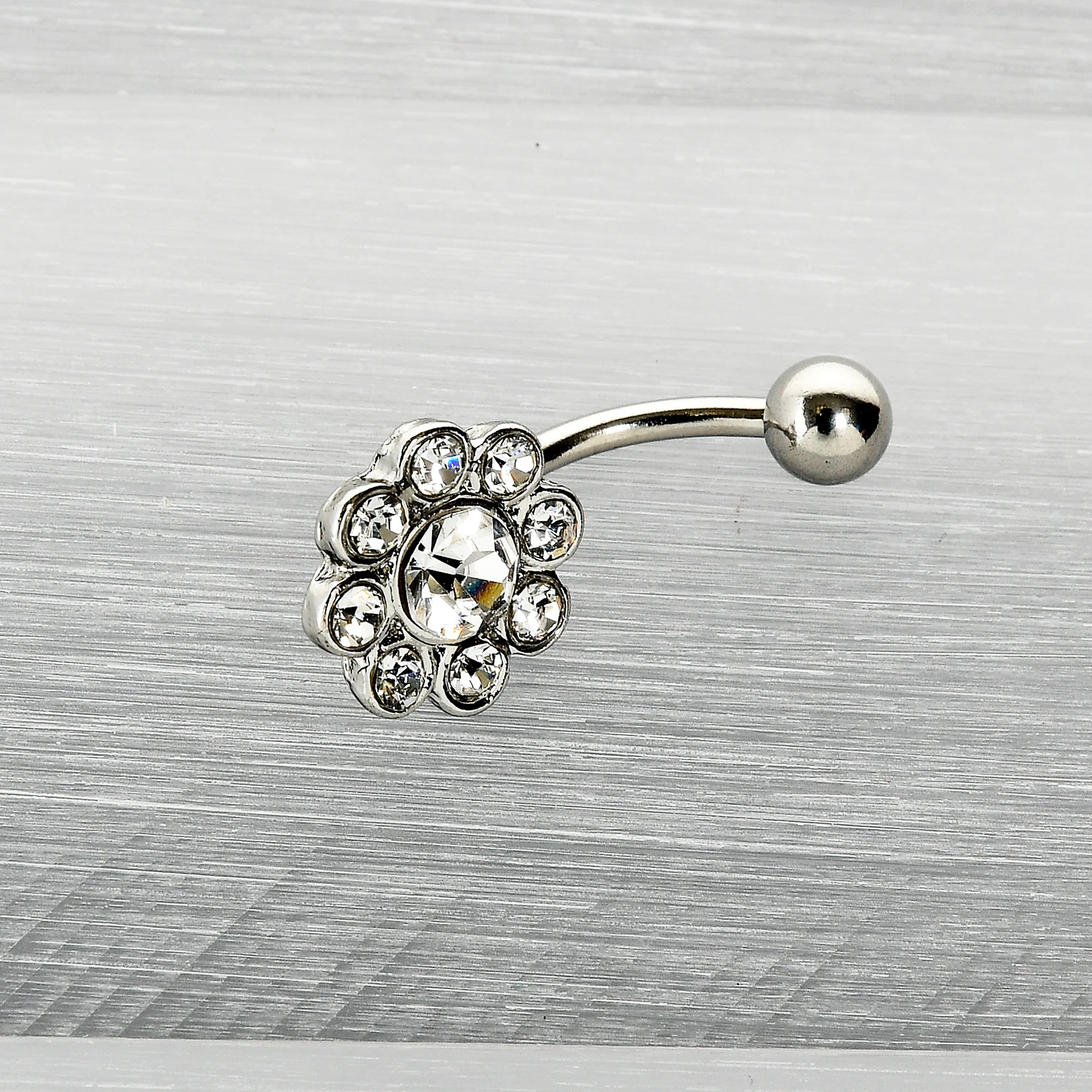 Clear Gem Whimsy Flower Belly Ring - Image 5