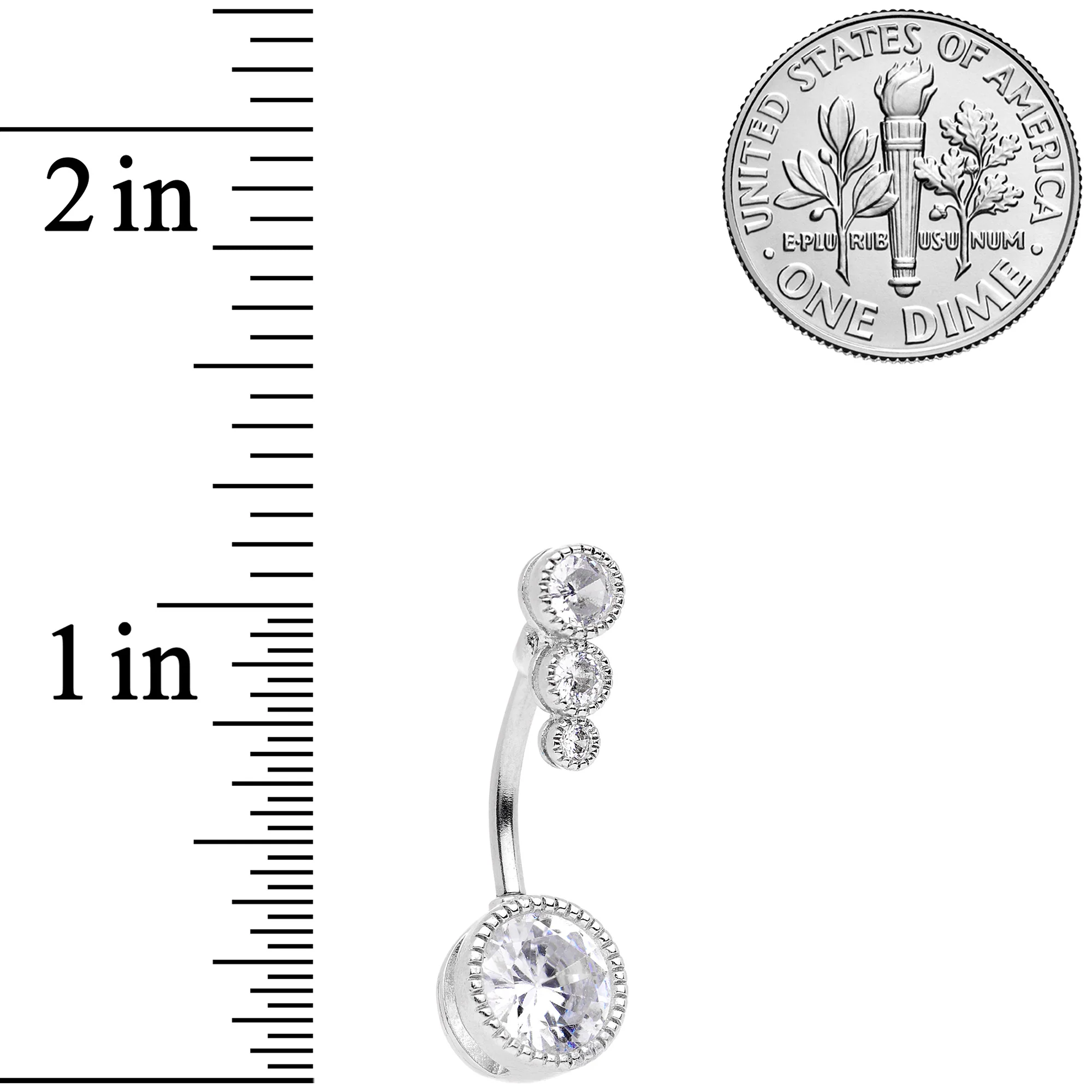Clear Gem White Faux Opal Twisted Belly Ring Set of 3 - Image 9
