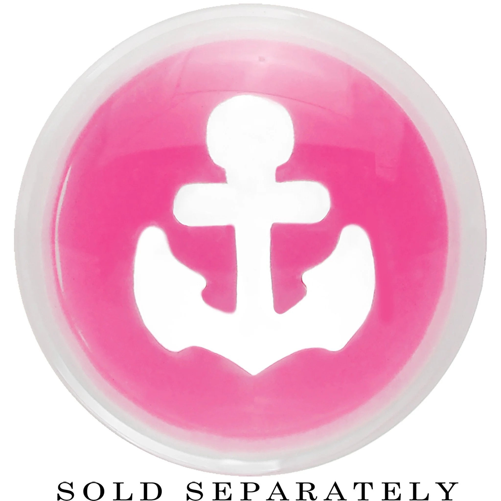 Clear Pink Acrylic Set Sail Nautical Anchor Saddle Plug Available in Sizes 6mm to 20mm - Image 2