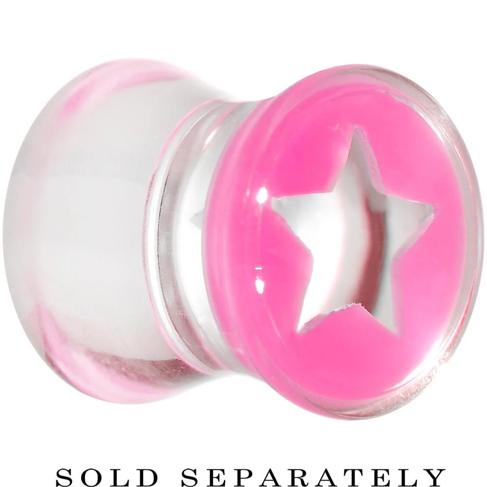 Clear Pink Acrylic Wish on a Star Saddle Plug 2G to 20mm - Image 4