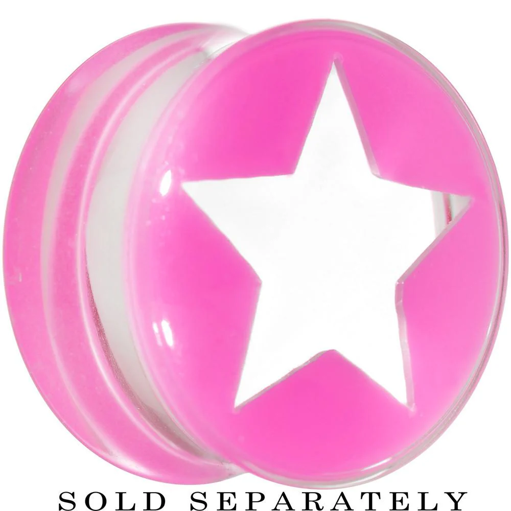 Clear Pink Acrylic Wish on a Star Saddle Plug 2G to 20mm - Image 9