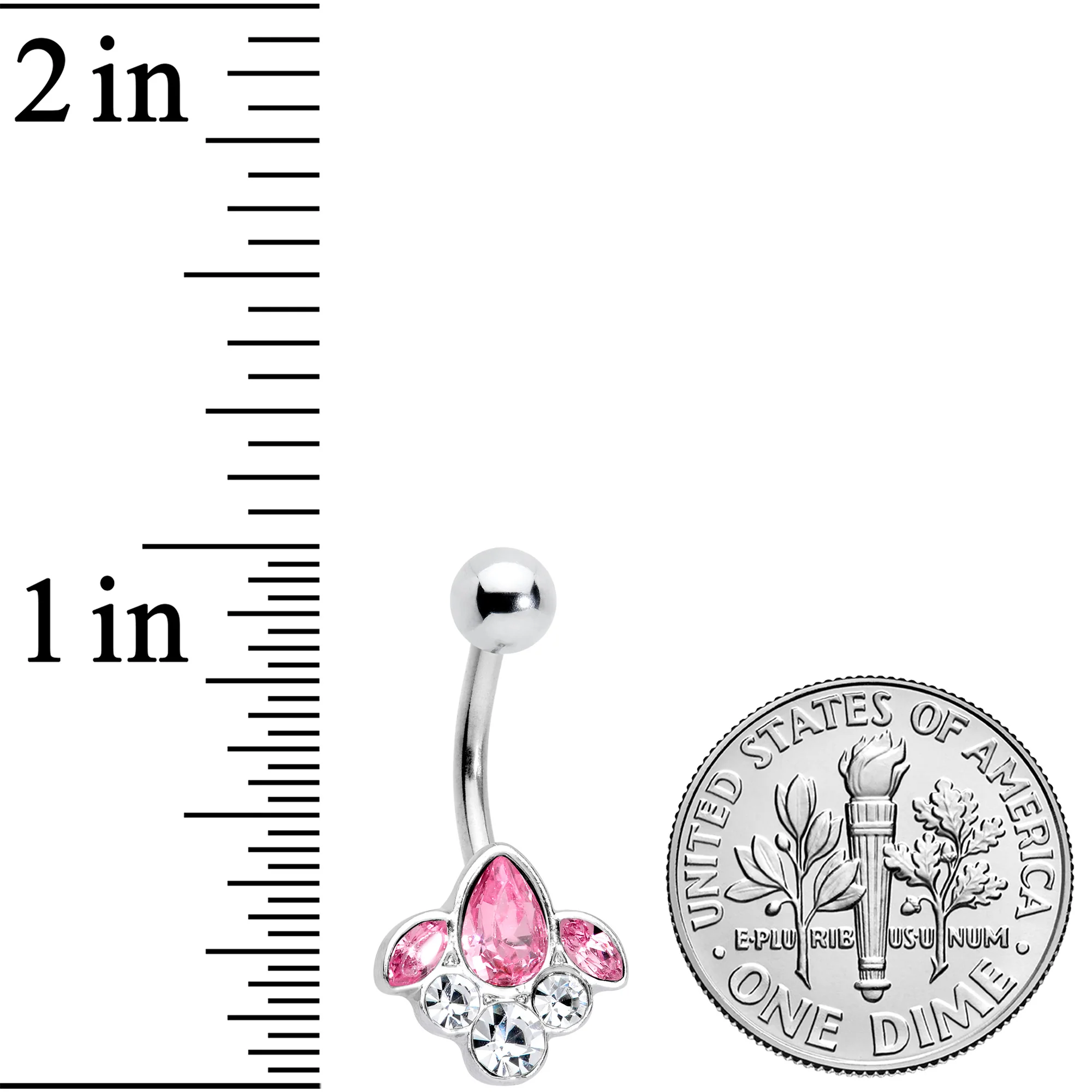 Clear Pink Gem Classic Cluster Belly Ring - Image 2