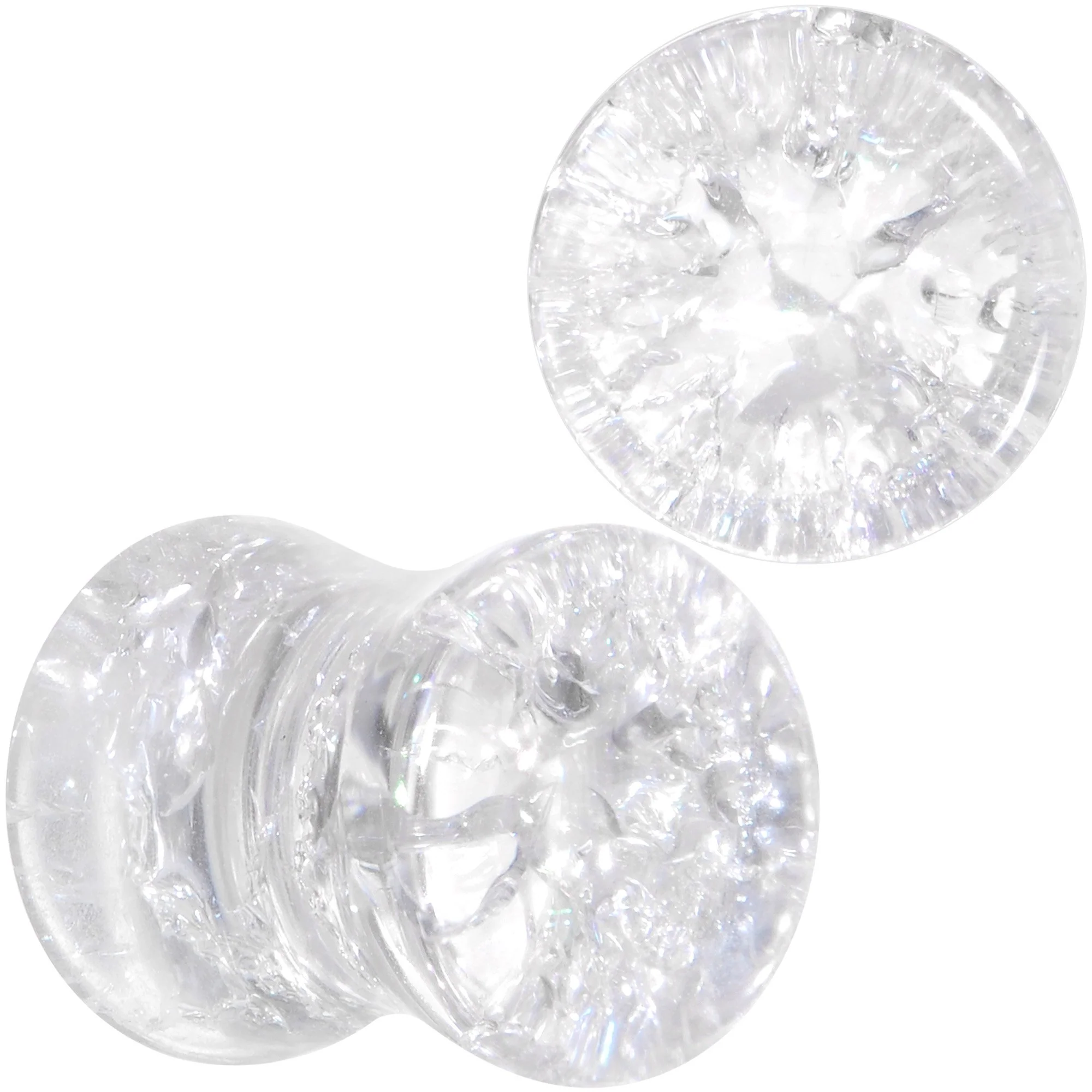 Clear Shattered Glass Saddle Plug Set 6mm to 16mm - Image 6