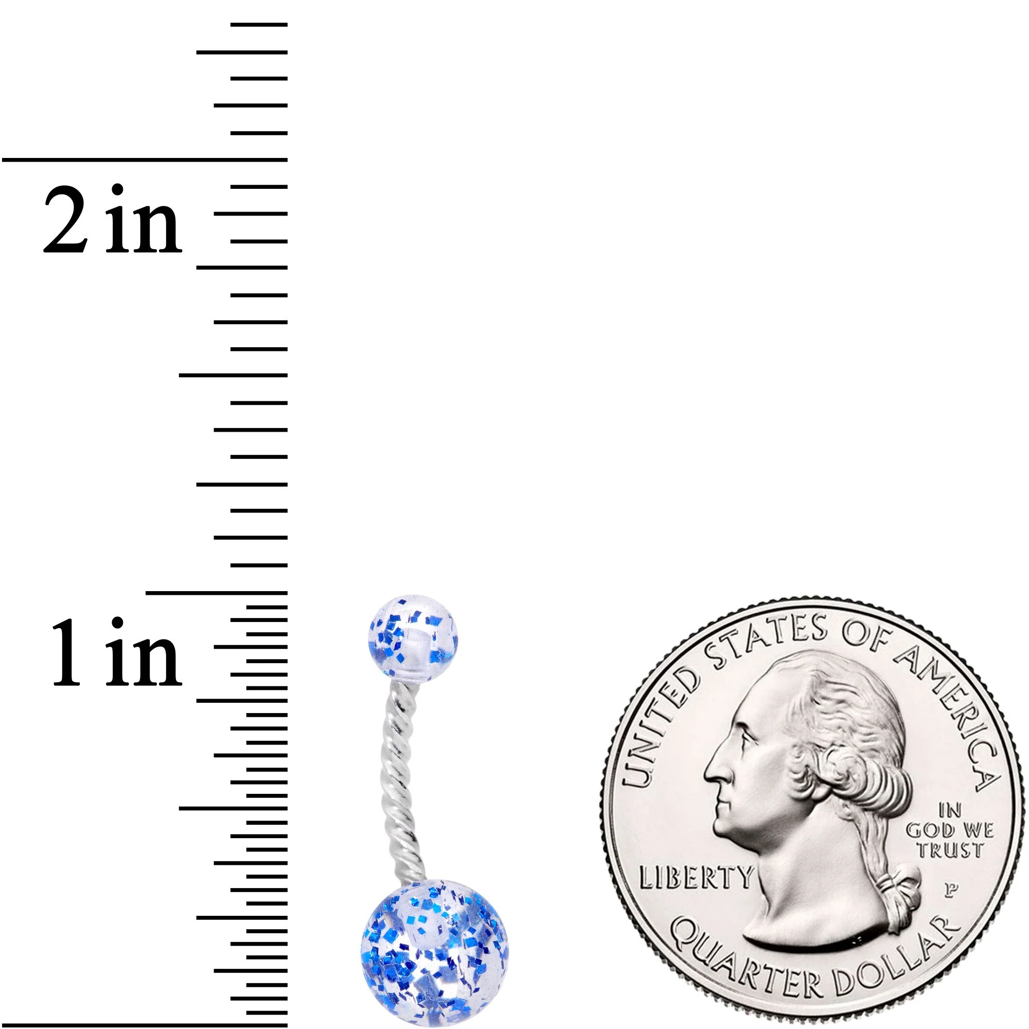 Clearly Coiled Blue Glitter Explosion Twisted Belly Ring - Image 2