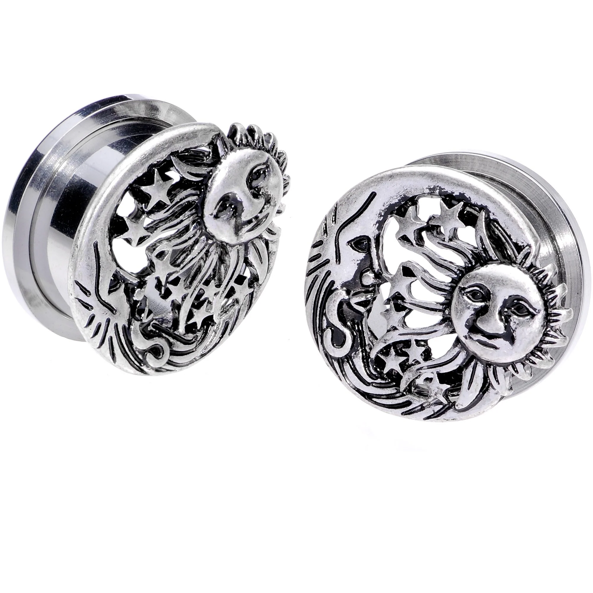 Cosmic Sun and Moon Screw Fit Tunnel Plug Set 6mm to 25mm - Image 11