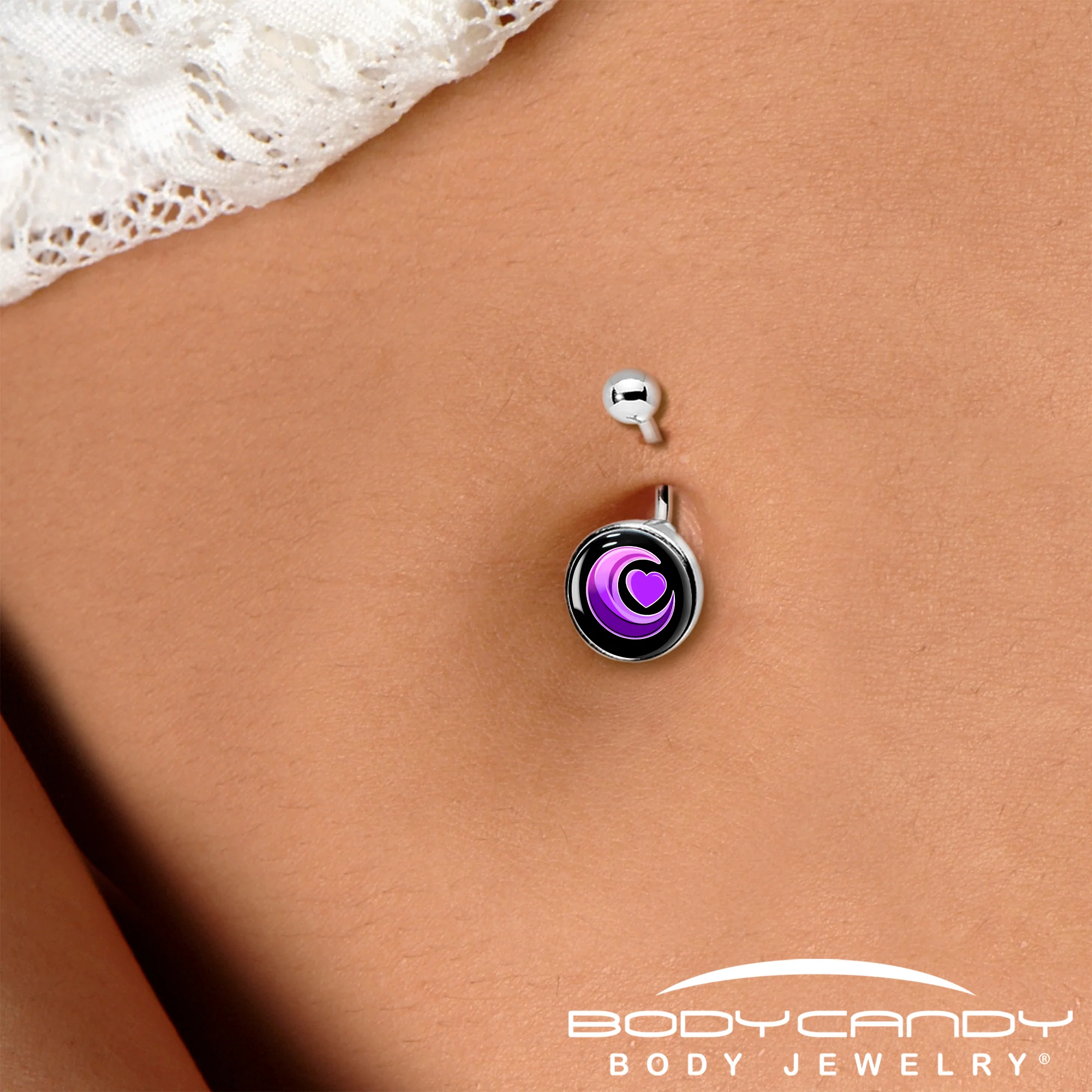 Crescent Moon Heart Belly Ring by Onyx O - Image 3
