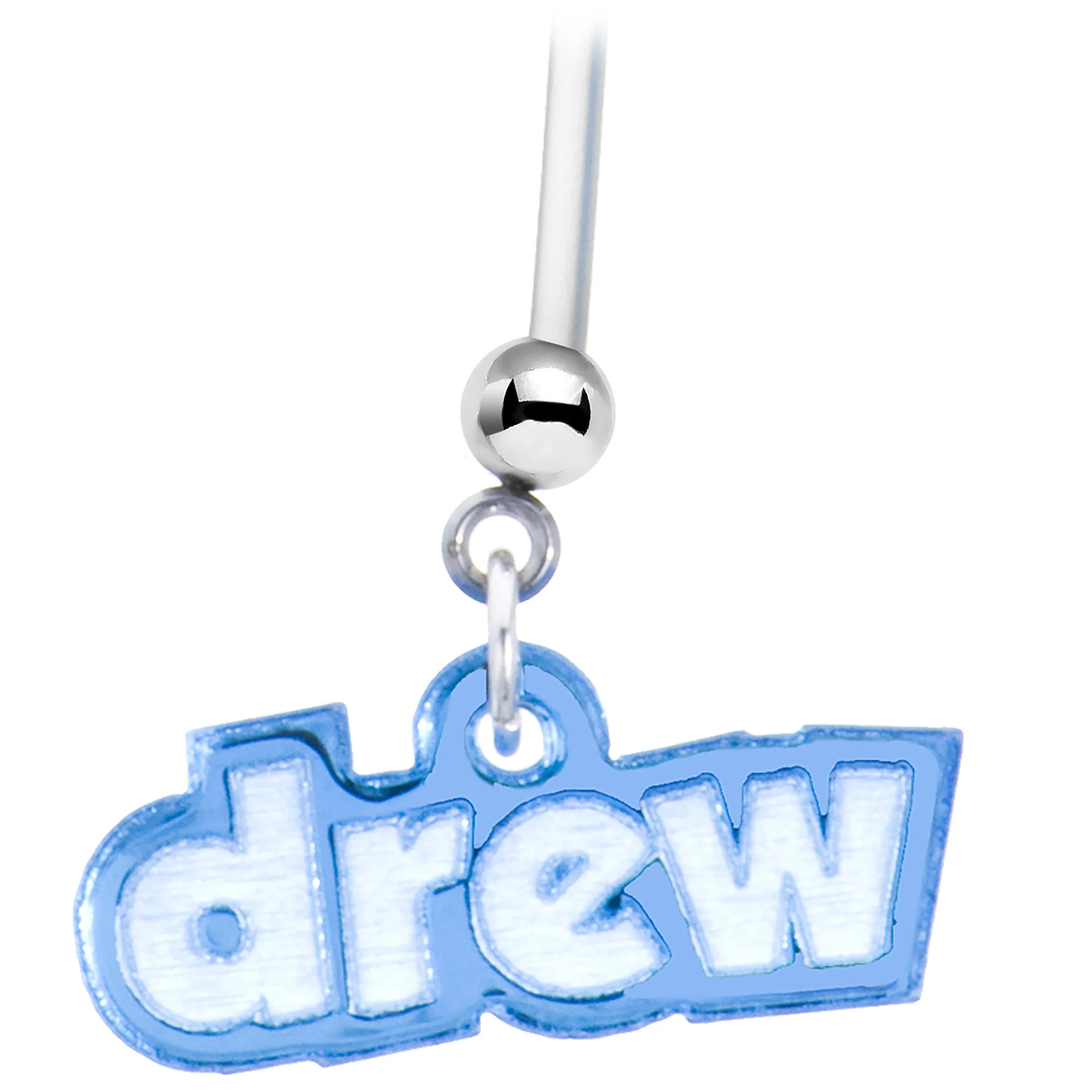Custom Flexible PTFE Blue Personalized Name Pregnancy Belly Ring - Image 2