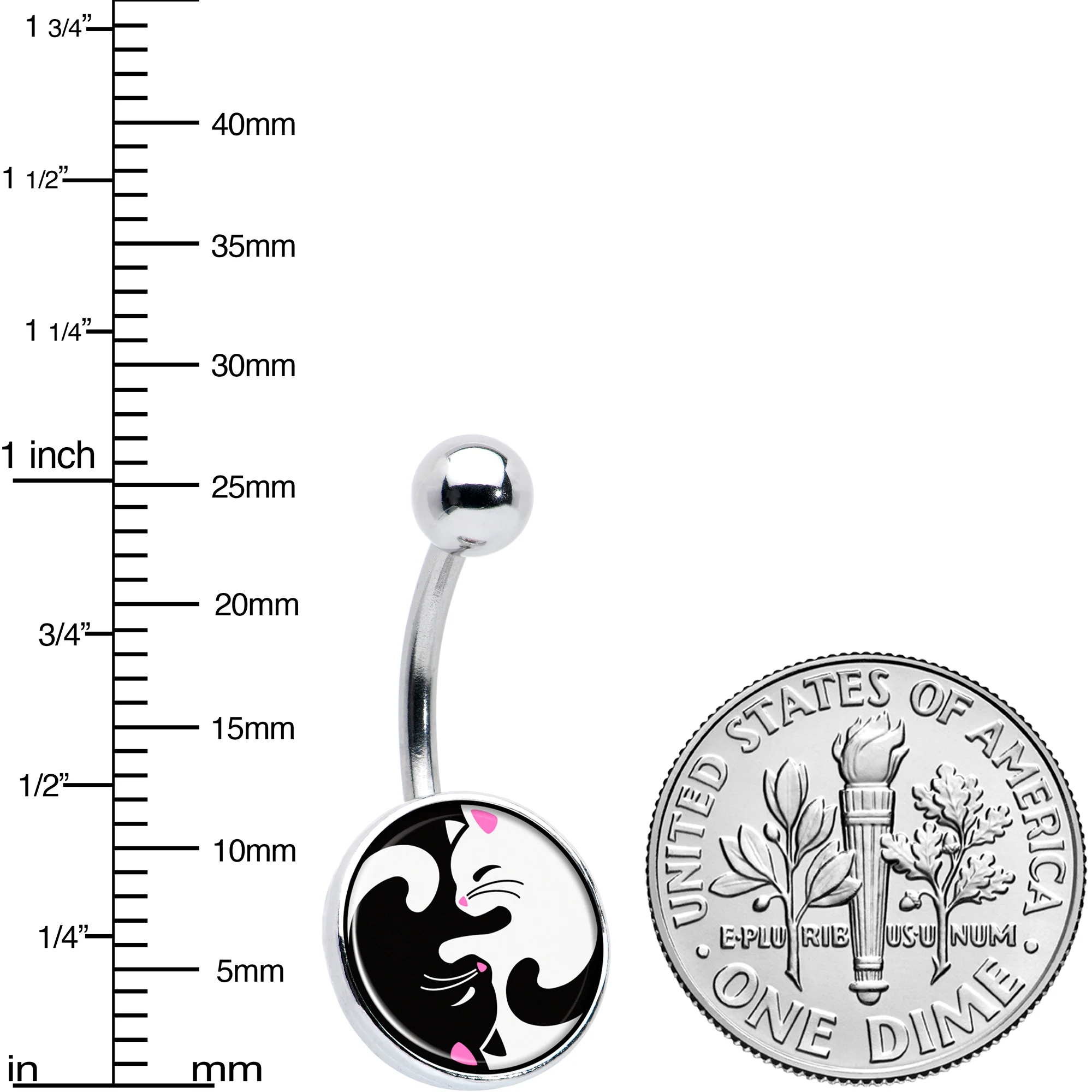 Cute Kitty Cat Yin Yang Belly Ring by Onyx O - Image 6