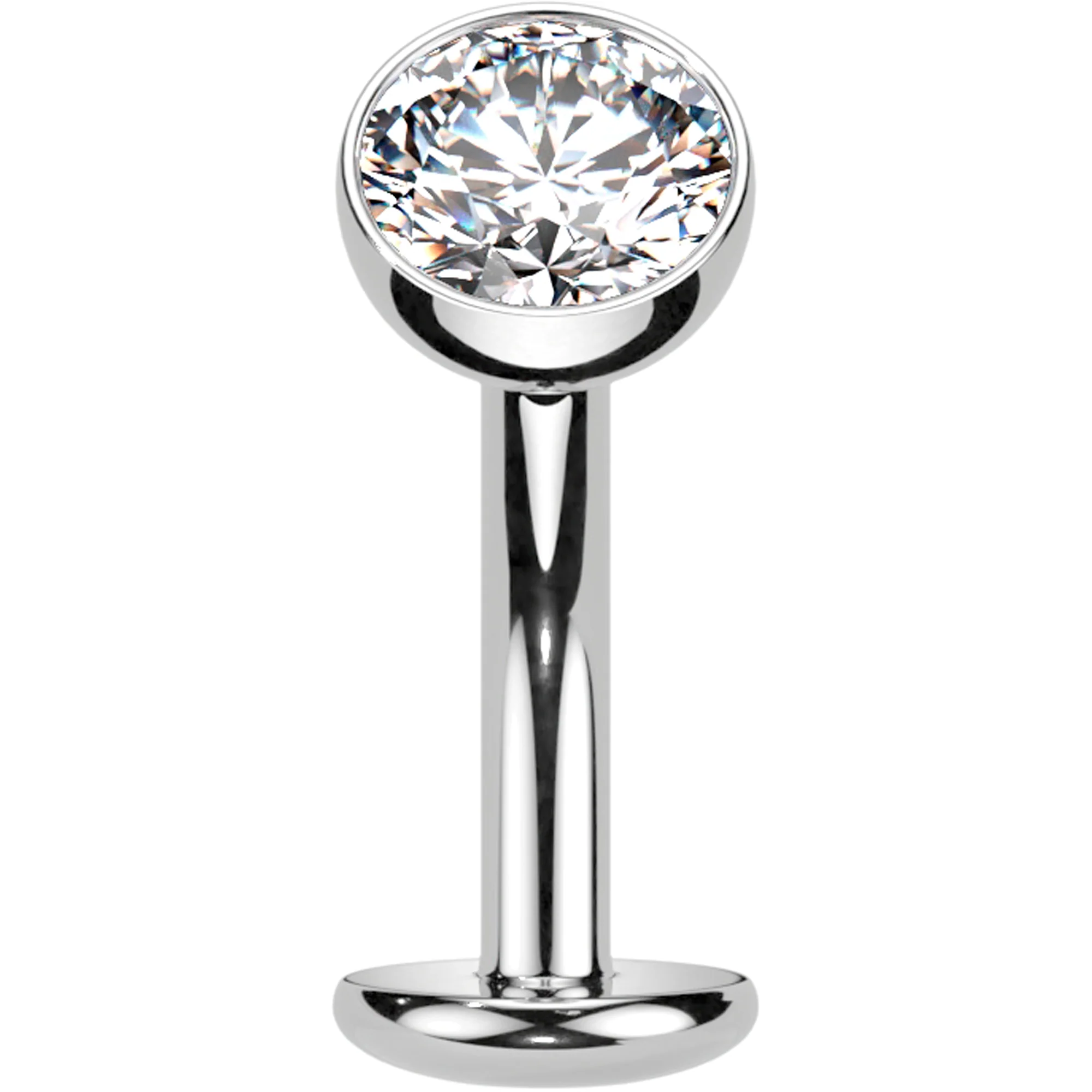 CZ Bezel Gem Titanium Threadless Floating Belly Ring - Image 3