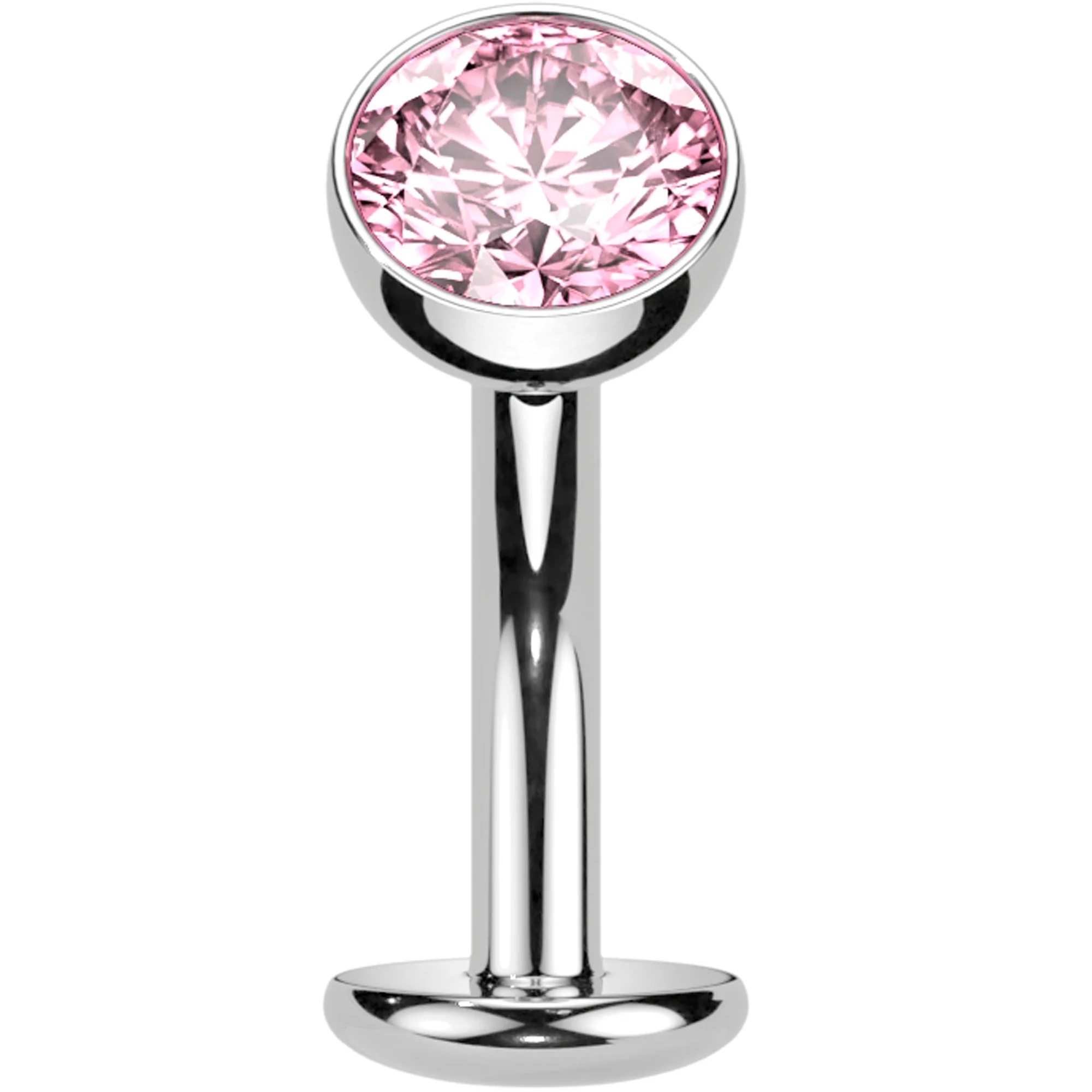 CZ Bezel Gem Titanium Threadless Floating Belly Ring - Image 7