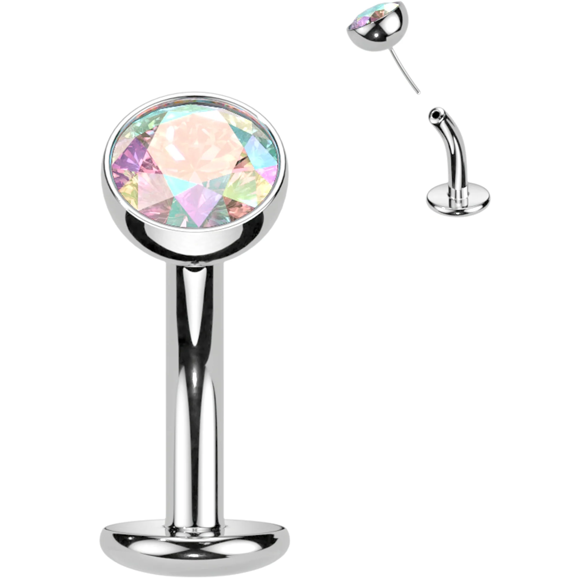 CZ Bezel Gem Titanium Threadless Floating Belly Ring - Image 9