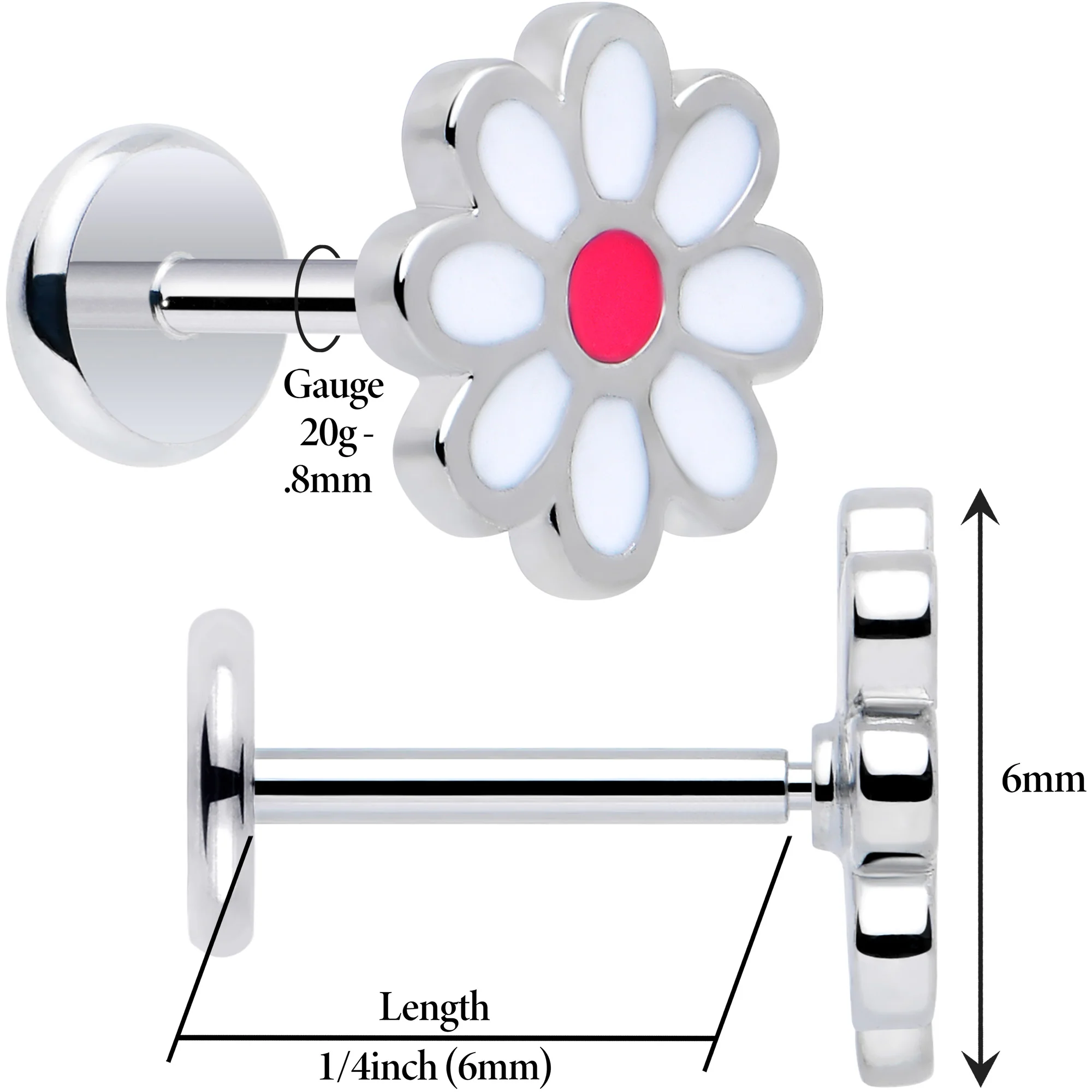 Daisy Flower Flat Back Stud Earrings - 1 Pair - Image 3